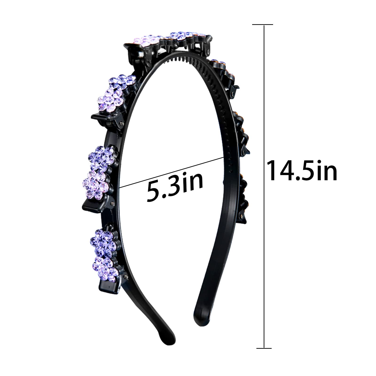 5-Piece Floral Crystal Hair Band Set for Women - Double Layer Twist Braid Headbands with Clips, Hollow Woven Hair Accessories for Women & Girls | Wedding, Party, Daily Wear