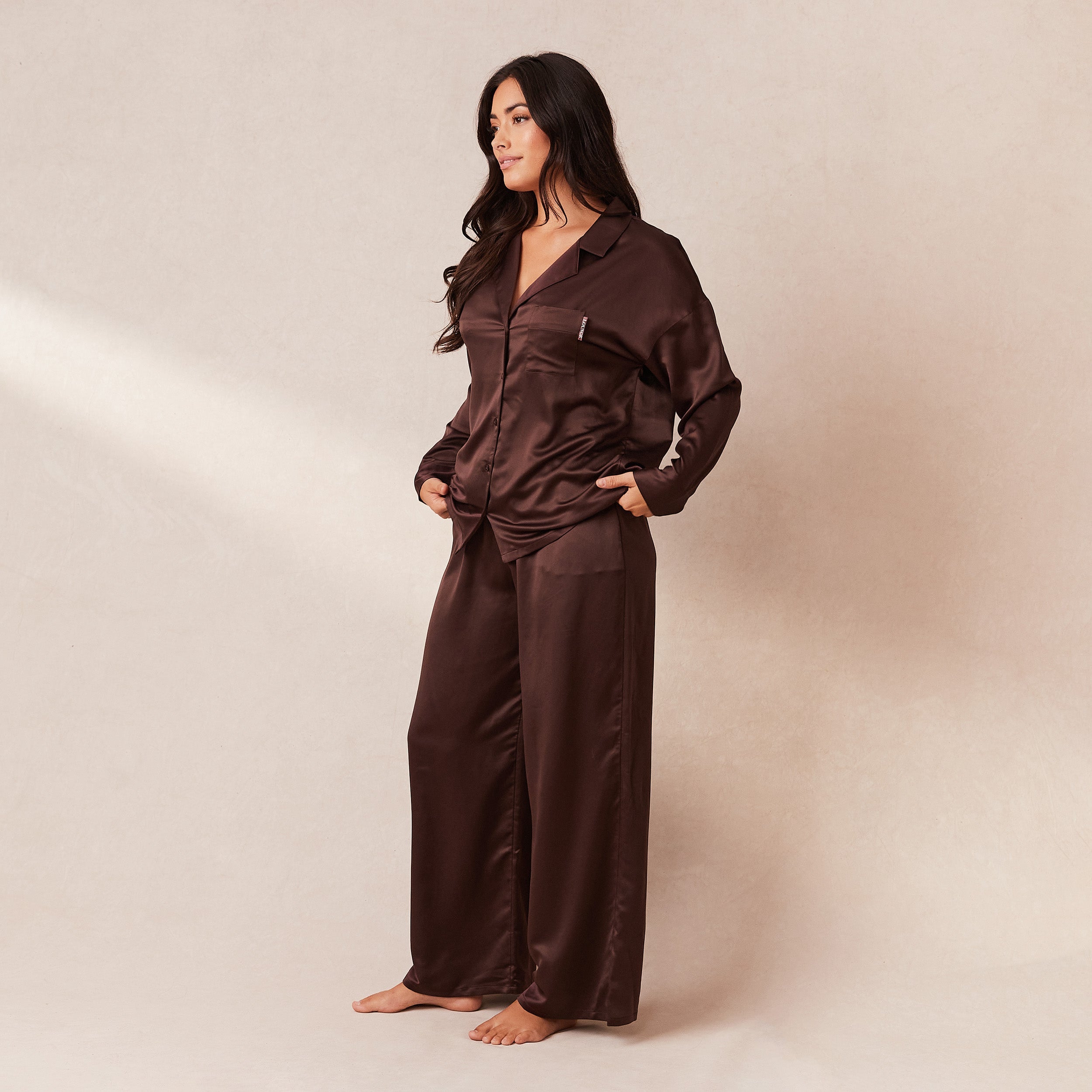 Classic Satin Pajama Pants for Women - Soft & Comfortable Sleepwear - Chocolate Brown - Perfect for Lounge, Sleep & Relaxation at Home