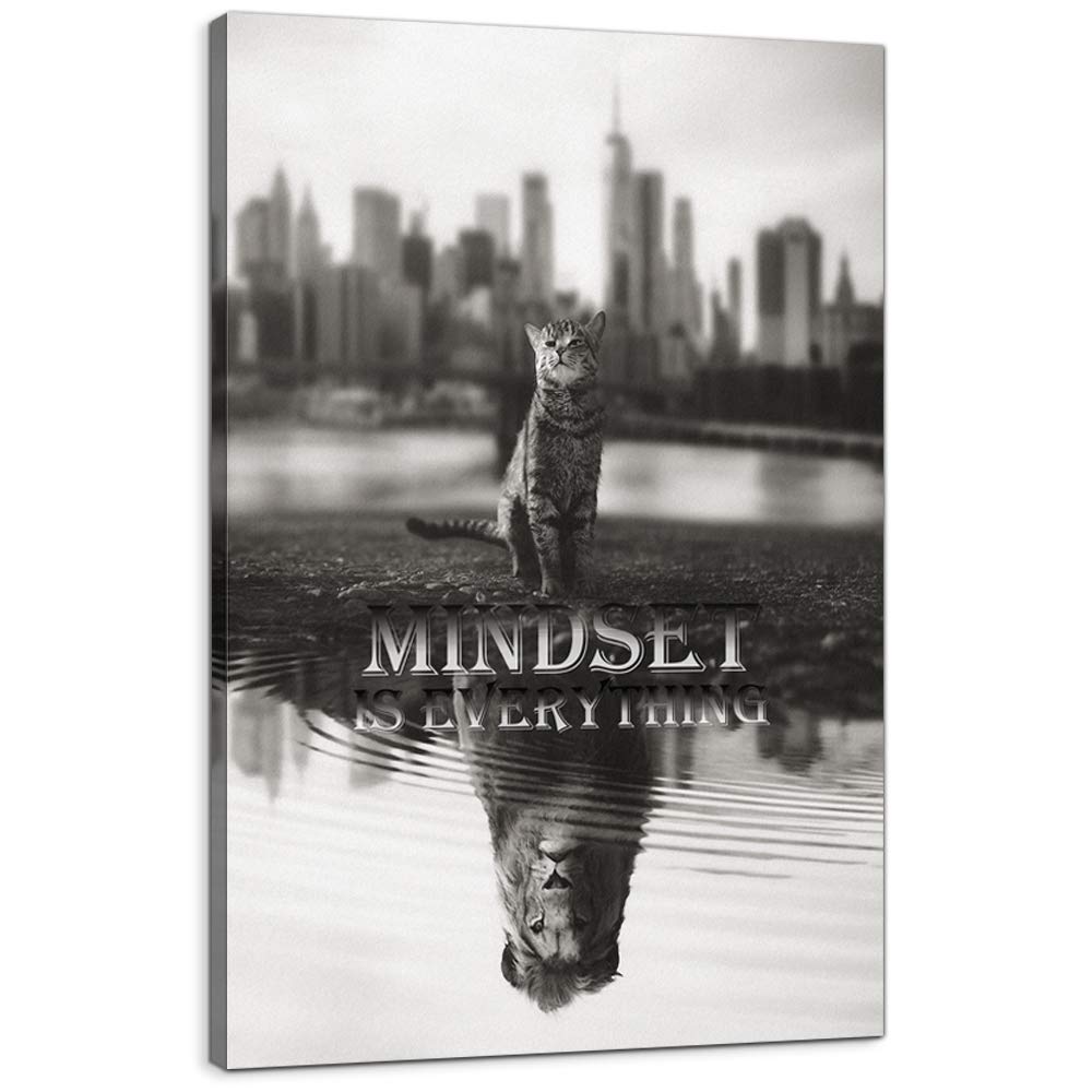 Mindset Is Everything - Motivational Canvas Wall Art Poster for Office & Classroom Decor (16x24 Inches) - Inspirational Quotes, Positive Vibes, Home & Workspace Encouragement