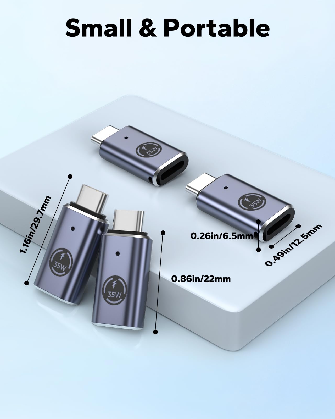MoKo 4-Pack Lightning to USB C Adapter - Fast Charging Compatible with iPhone 15/16 Pro/Pro Max/Plus, Galaxy S24 - Gray 35W - Perfect for Travel, Home & Office Charging Solutions