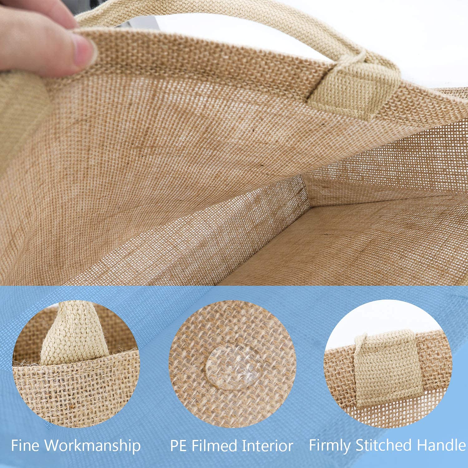 Segarty 6 Pack Large Reusable Jute Tote Bags with Handles - Eco-Friendly Burlap Canvas Grocery Shopping Bags for Women, Bridesmaid Wedding Favors, Beach Trips & Bachelorette Parties | Perfect for Farmers Market, DIY Crafts & Sustainable Lifestyle