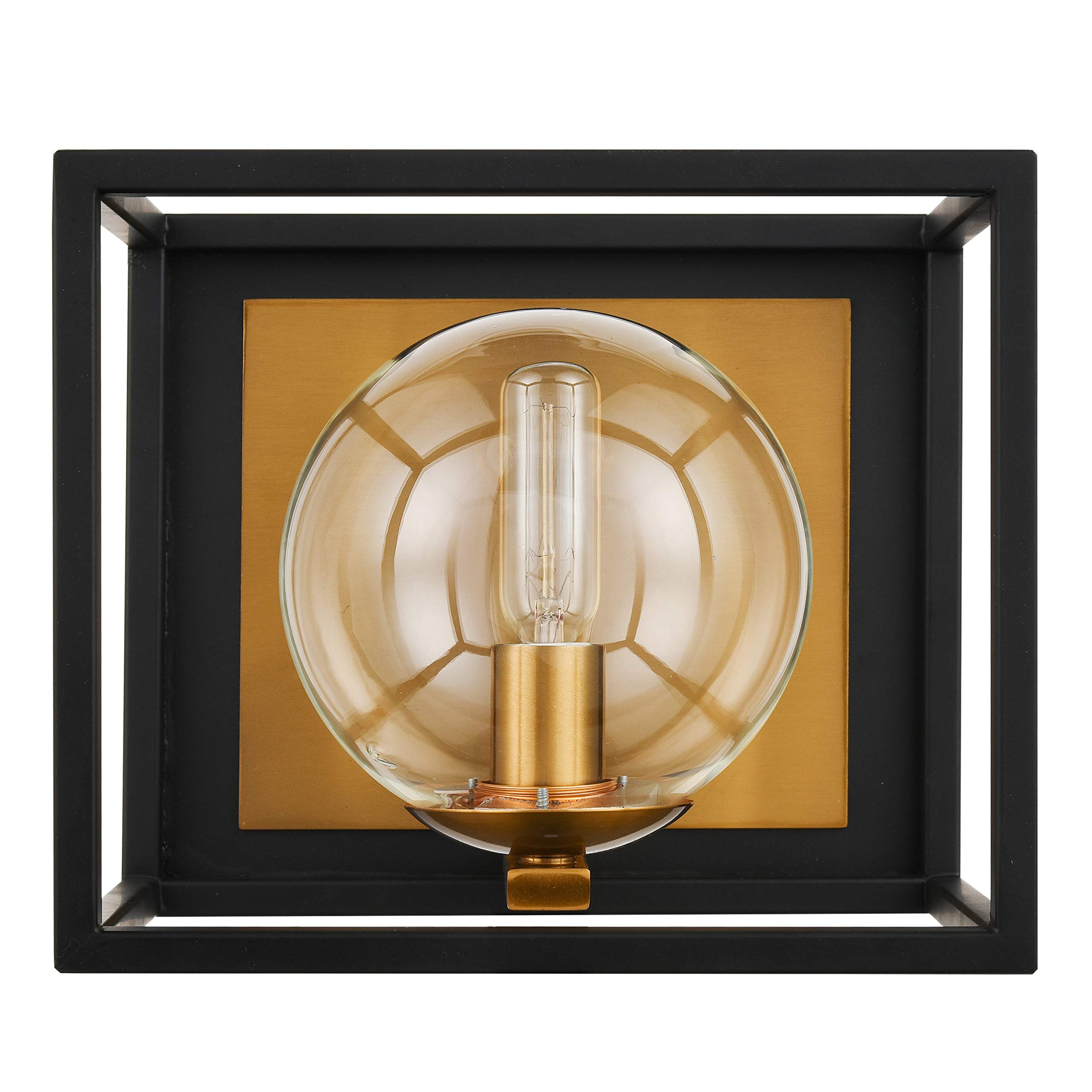 Light Society Vinn 1-Light Modern Vanity Light in Black & Brushed Brass - Perfect for Bathroom, Dressing Room & Bedroom Makeup Area Lighting