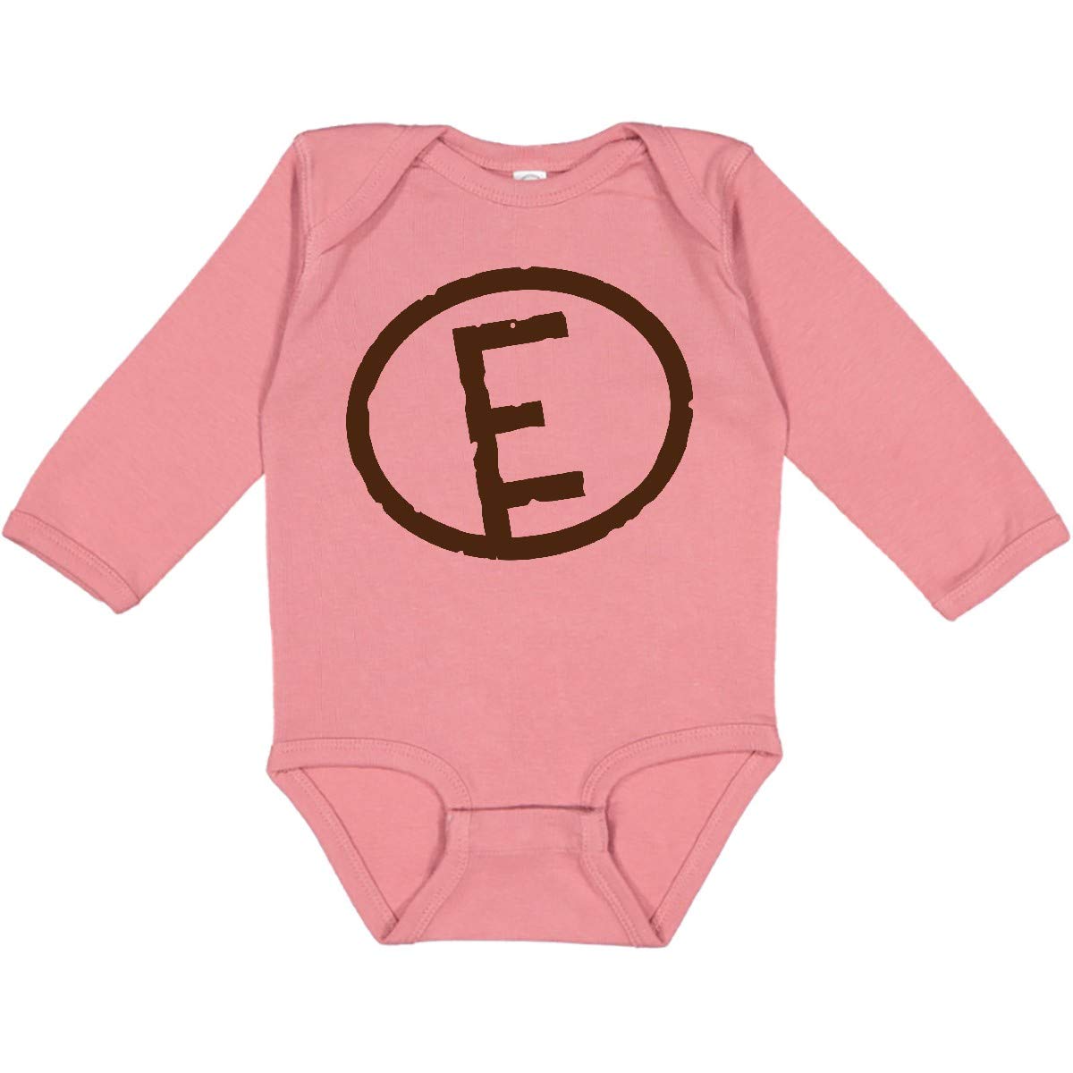 Inktastic Branding Iron Letter E Monogram Long Sleeve Baby Creeper - Soft Cotton Onesie for Newborns & Infants - Perfect for Family Photos, Holidays & Everyday Wear