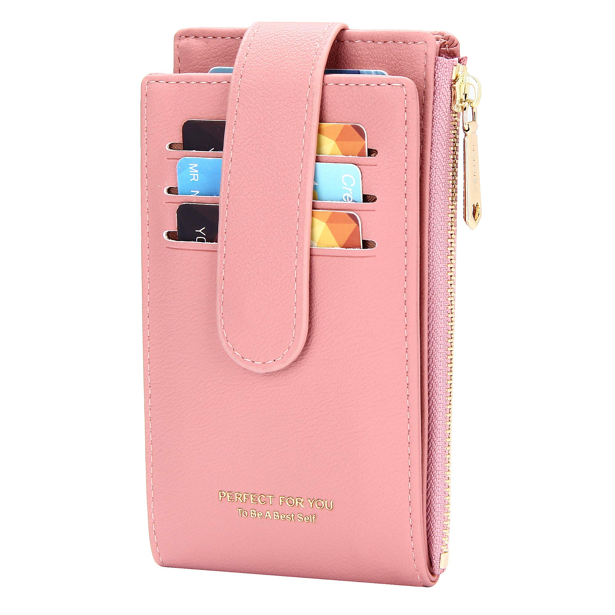ZRTARY Slim RFID Blocking Bifold Wallet for Women - Compact Card Holder with Zipper Pocket for Credit Cards & Cash | Perfect for Everyday Use, Travel, and Minimalist Lifestyle