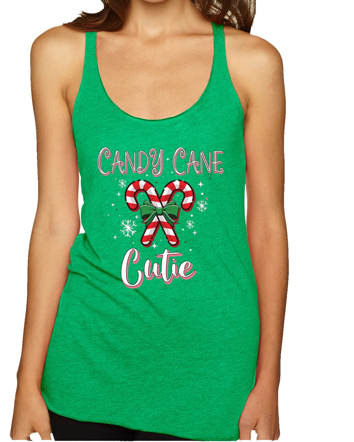 Candy Cane Christmas Racerback Tank Top for Women - Soft Tri-Blend Fabric - Holiday Party & Gift Exchange Outfit