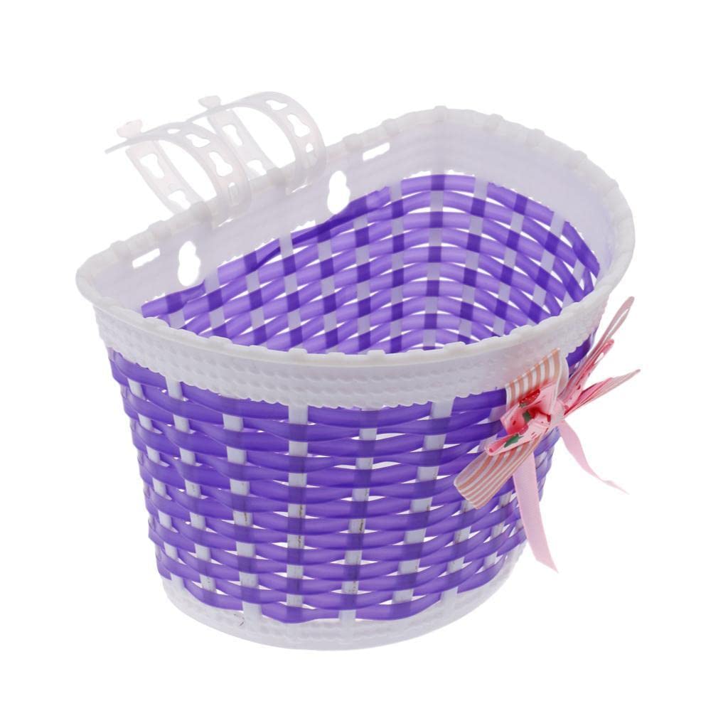 LEIPUPA Kids Bike Basket for 12 14 16 18 Inch Girls Bicycles - Durable Purple Front Basket for Children's Bikes | Perfect for School, Picnics & Outdoor Adventures