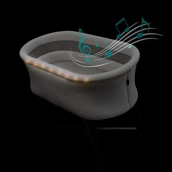 TruBliss Evi Smart Bassinet - White | Google Home & Alexa Compatible Baby Crib | Perfect for Nursery, Bedroom & Travel | Automatic Rocking & Soothing Sounds for Newborns