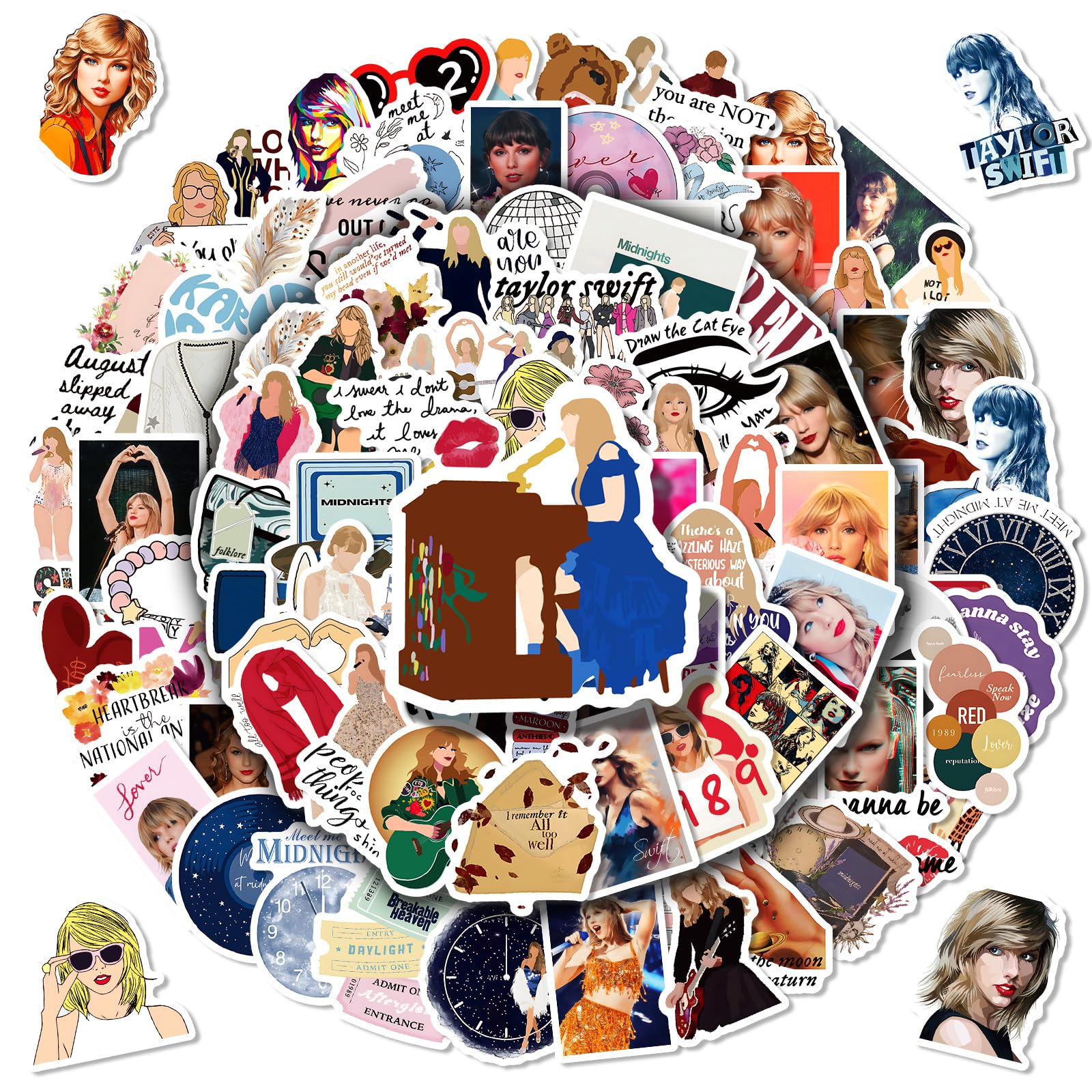 100Pcs Taylor Swift Stickers - Waterproof Vinyl Decals for Fans, Teens & Adults - Perfect for Water Bottles, Laptops, Skateboards, Guitars & DIY Crafts - Music Lover Gift & Room Decor