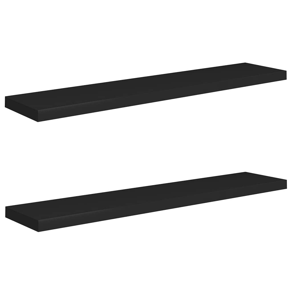 vidaXL 2-Pack Floating Wall Shelves - Modern Black Display Shelves for Photo Frames, Trophies, Planters & Home Decor | Perfect for Living Room, Bedroom & Office Organization