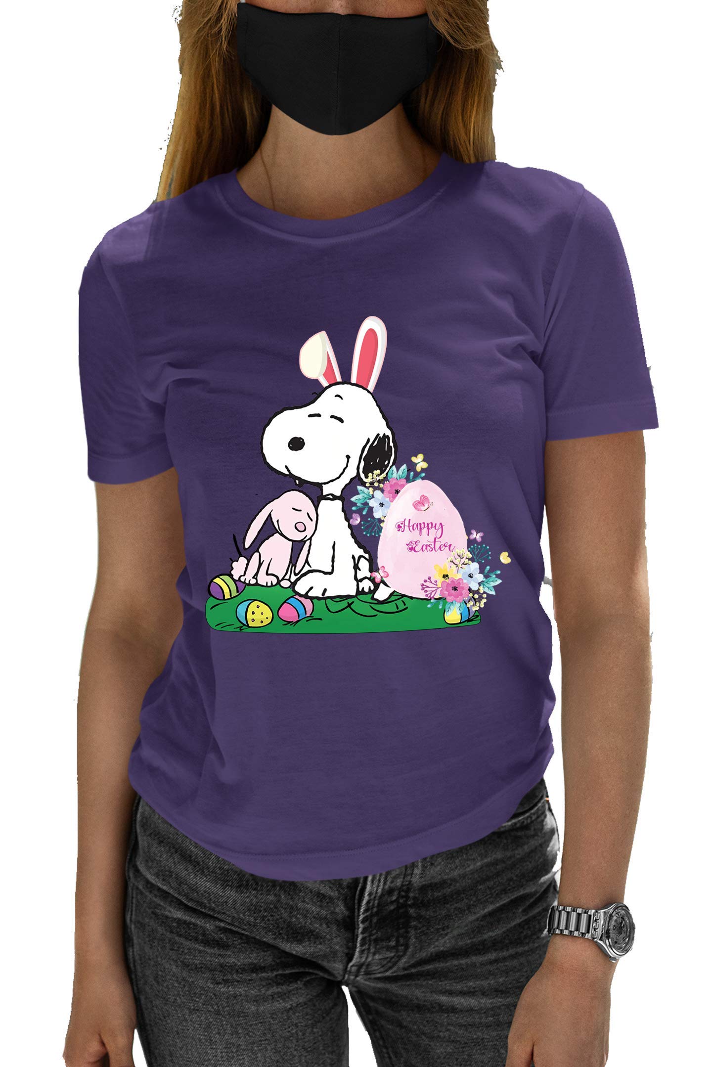 Happy Snoopy Easter Egg Gift Unisex T-Shirt - Cute Cartoon Dog Design for Easter Celebrations, Spring Parties & Casual Wear