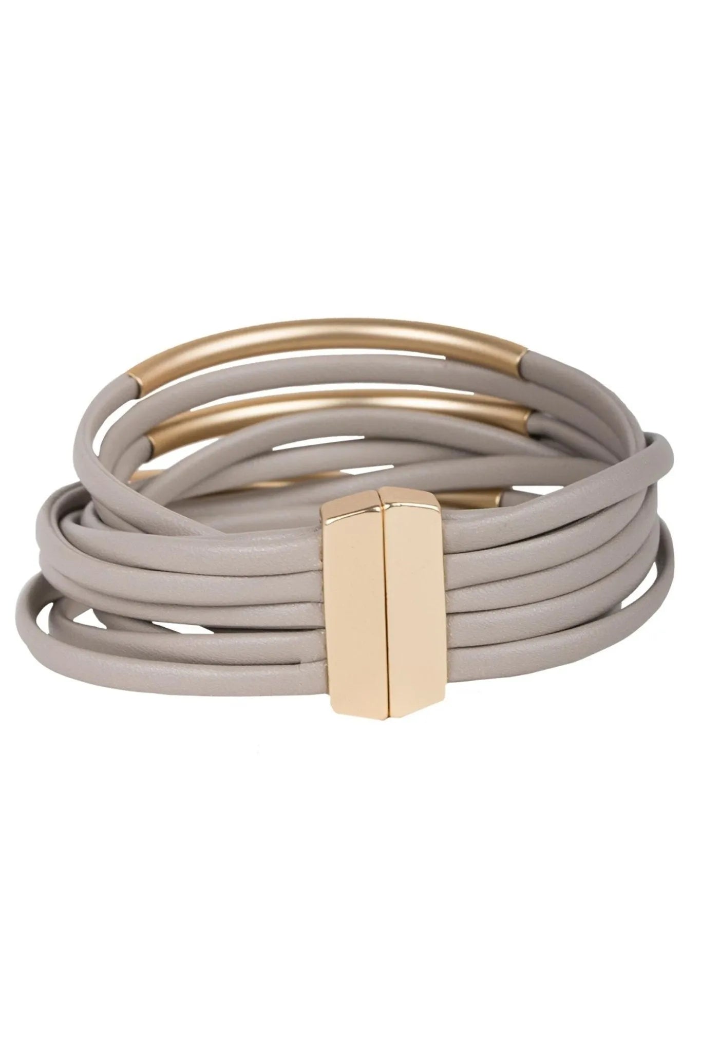 Stylish Tubular Leather & Metal Bracelet for Women - Trendy Boho Chic Jewelry for Casual Wear & Special Occasions