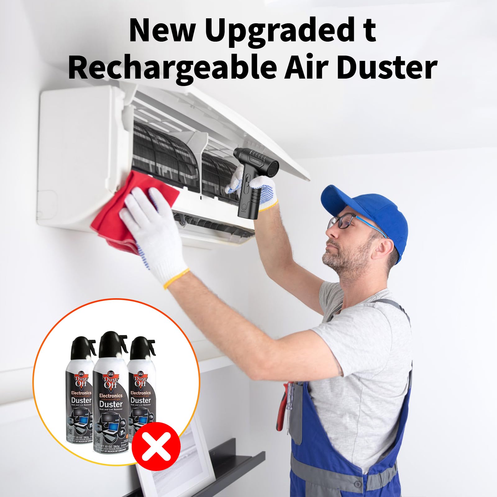 200,000 RPM Electric Air Duster - Rechargeable Cordless Compressed Air Blower for Keyboard, PC, Car & Home Cleaning | Stepless Speed Adjustable | Perfect for Electronics, Dusting, and Quick Drying