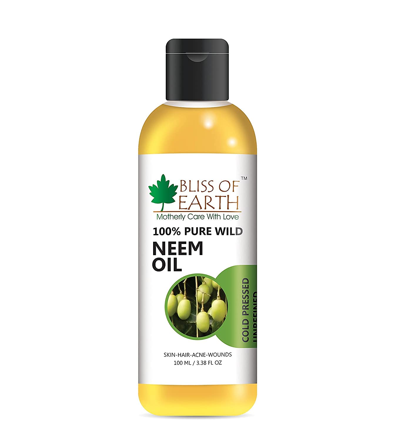 100% Pure Wild Crafted Neem Oil (100ml) - Cold Pressed, Unrefined, Organic | Natural Skin & Hair Care, Plant Protection, DIY Beauty Recipes