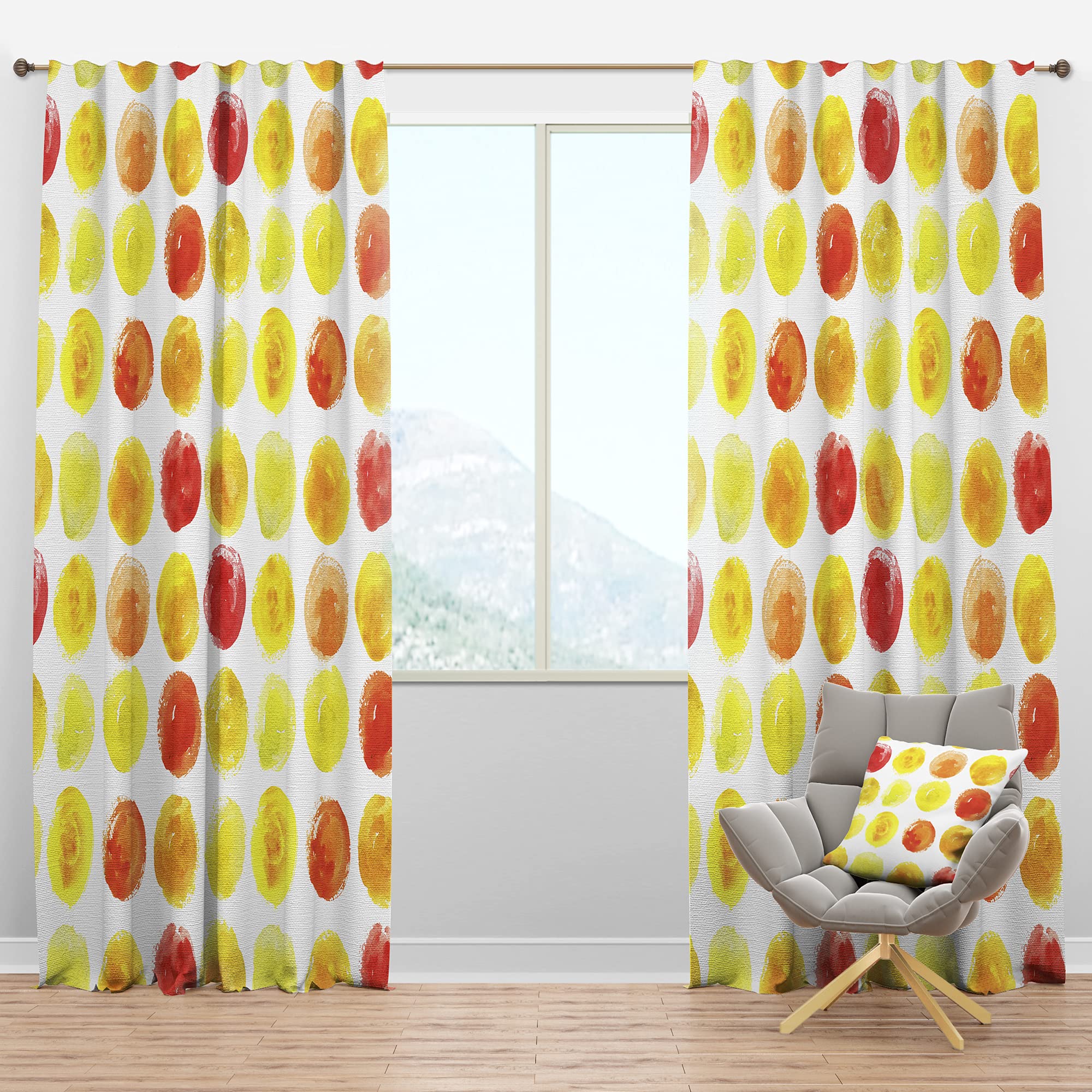 Blackout Curtains with Yellow Watercolor Pattern - Thermal Insulated Bedroom & Living Room Drapes (52x63, Single Panel) - Perfect for Light Blocking, Privacy & Energy Efficiency