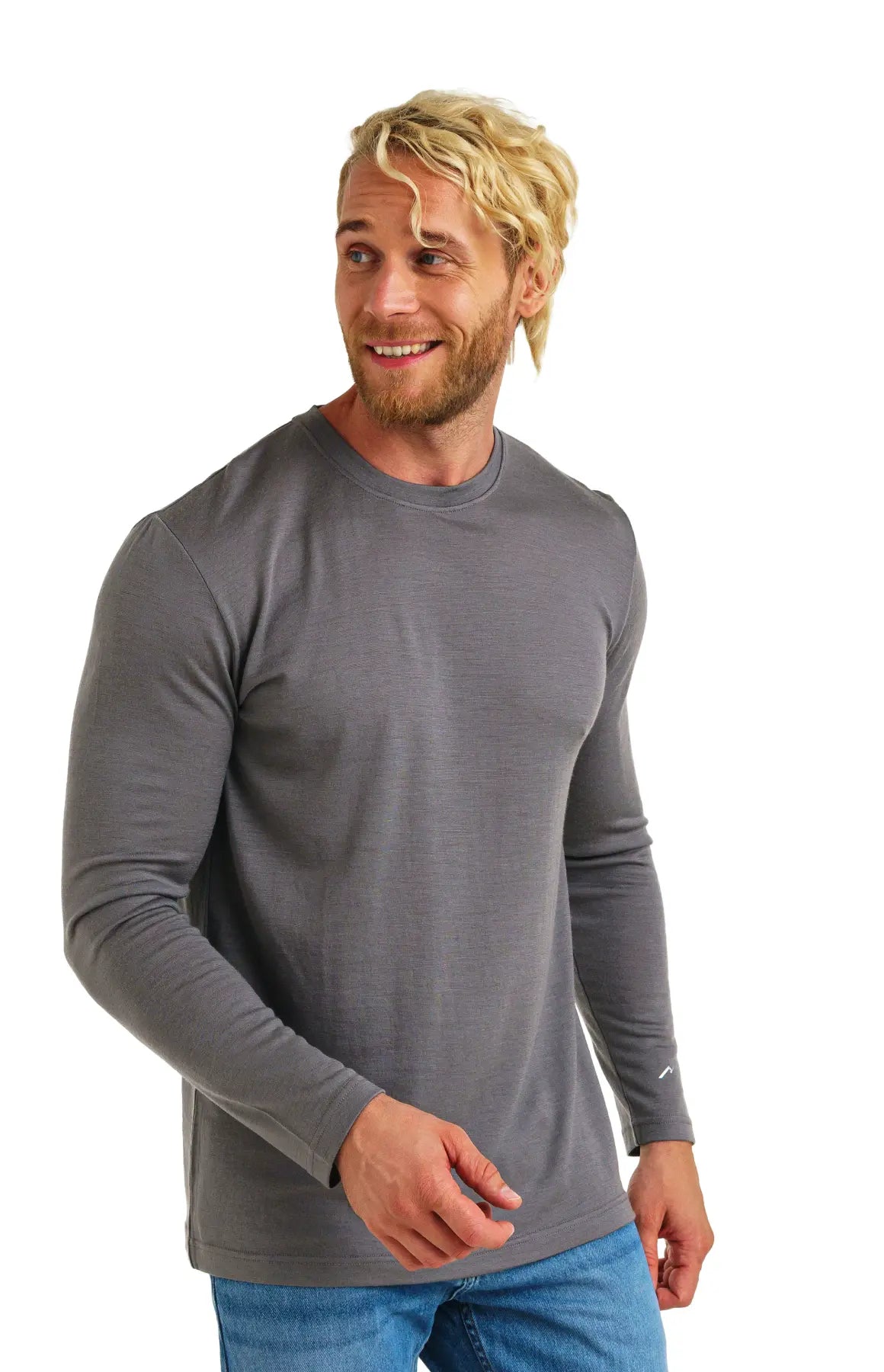 Premium Men's Merino Wool Long Sleeve Base Layer Shirt - 165 Perfect Grey with Bonus Socks - Ideal for Hiking, Skiing & Winter Outdoor Activities