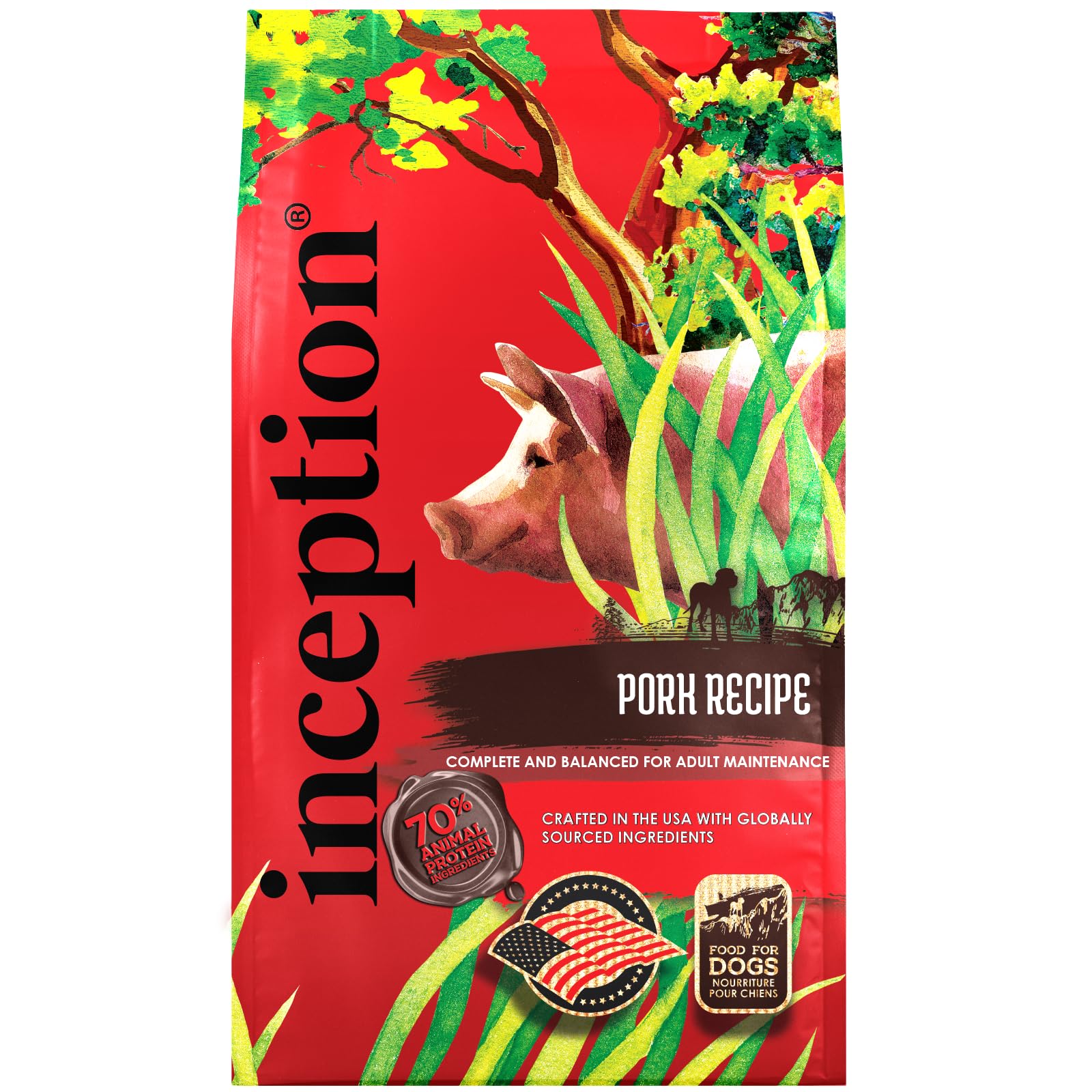 Inception® Dry Dog Food Pork Recipe – Grain-Free, Legume-Free, Complete & Balanced Nutrition for Adult Dogs – High-Protein, Meat-First Formula – 13.5 lb Bag – Perfect for Active Dogs & Sensitive Stomachs