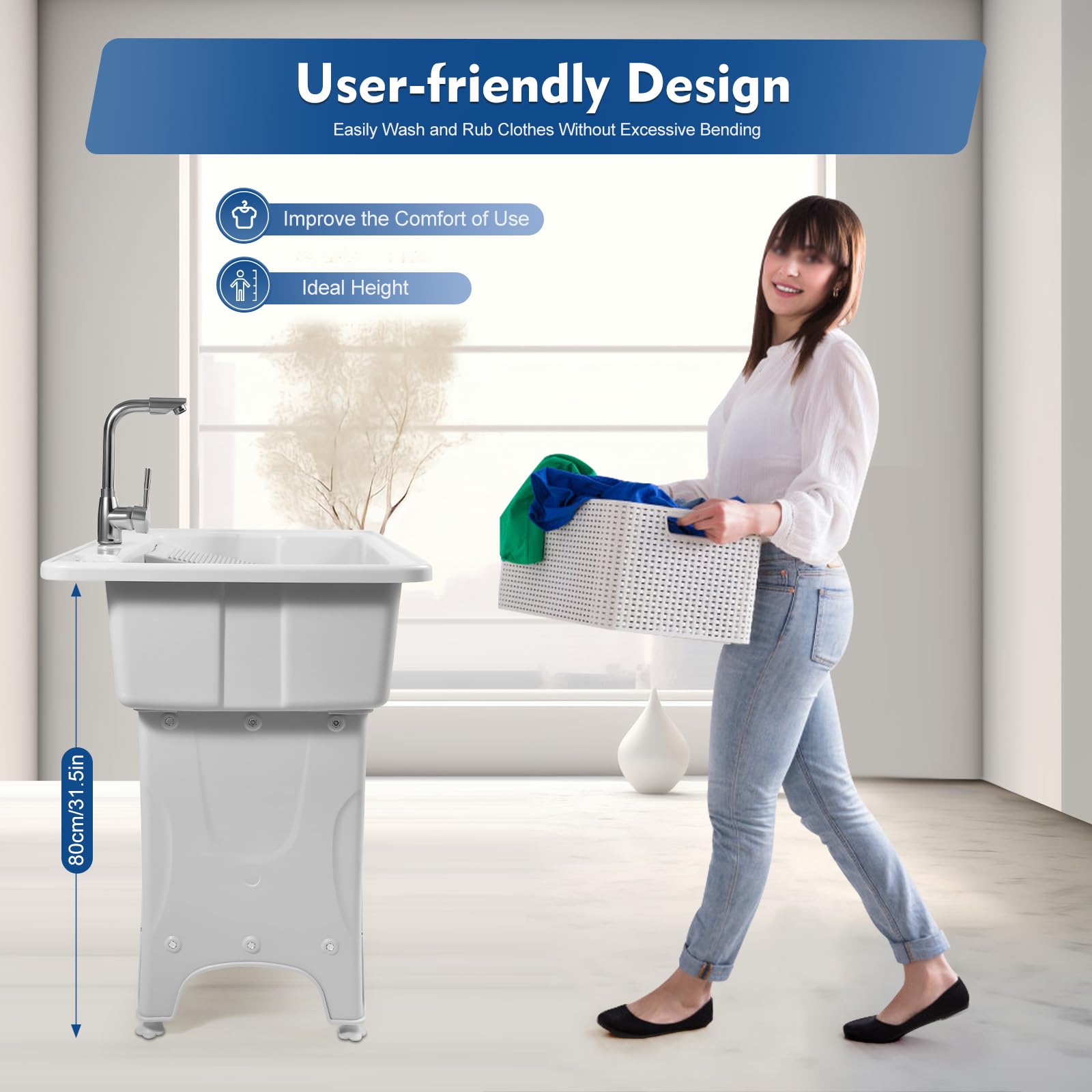 Heavy-Duty Utility Sink with Washboard - 31.5