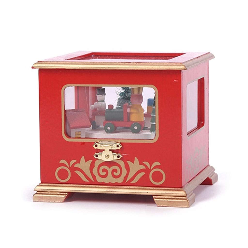 Christmas Wooden Music Box with Storage - Handcrafted Home Decor for Holiday, Wedding & Birthday Gifts | Perfect for Mantel, Tabletop & Nursery Decor (Color A)