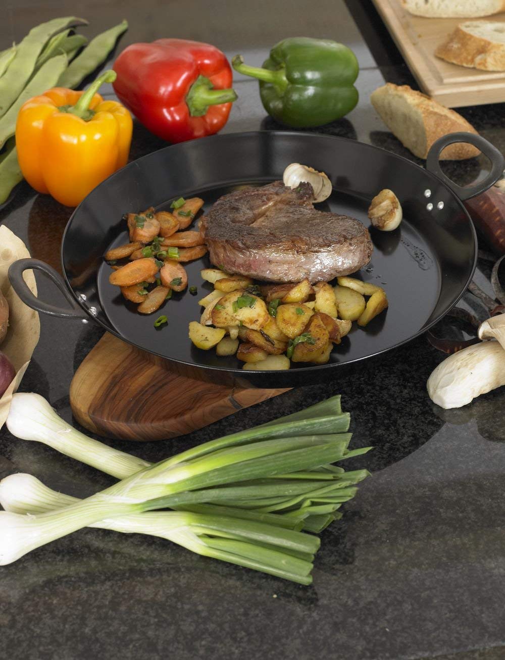 Rosle 24cm Black Cast Iron Serving Pan with Enameled Handle - Perfect for Searing, Roasting & Serving Steaks, Vegetables & More in Style