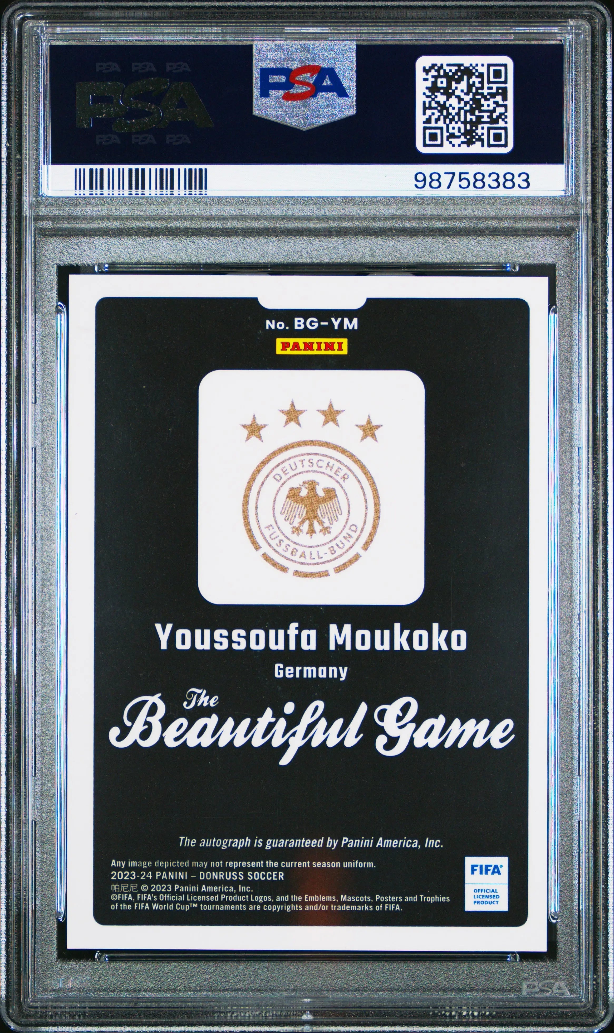 2023-24 Donruss FIFA The Beautiful Game Youssoufa Moukoko Autographed Soccer Trading Card PSA 9 Mint - Perfect for Soccer Collectors, Fans & Memorabilia Enthusiasts