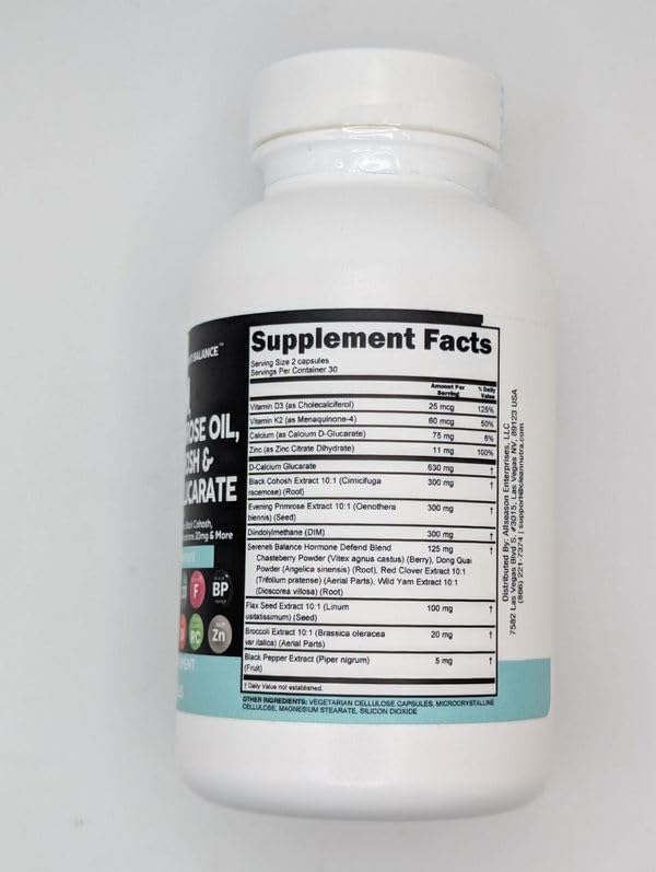 Clean Nutraceuticals DIM Complex for Women - Evening Primrose, Black Cohosh, Calcium D-Glucarate, Sulforaphane & Flax Seed Extract with Dong Quai - 60 Capsules for Hormonal Balance & Menopause Support - Perfect for PMS Relief & Natural Wellness