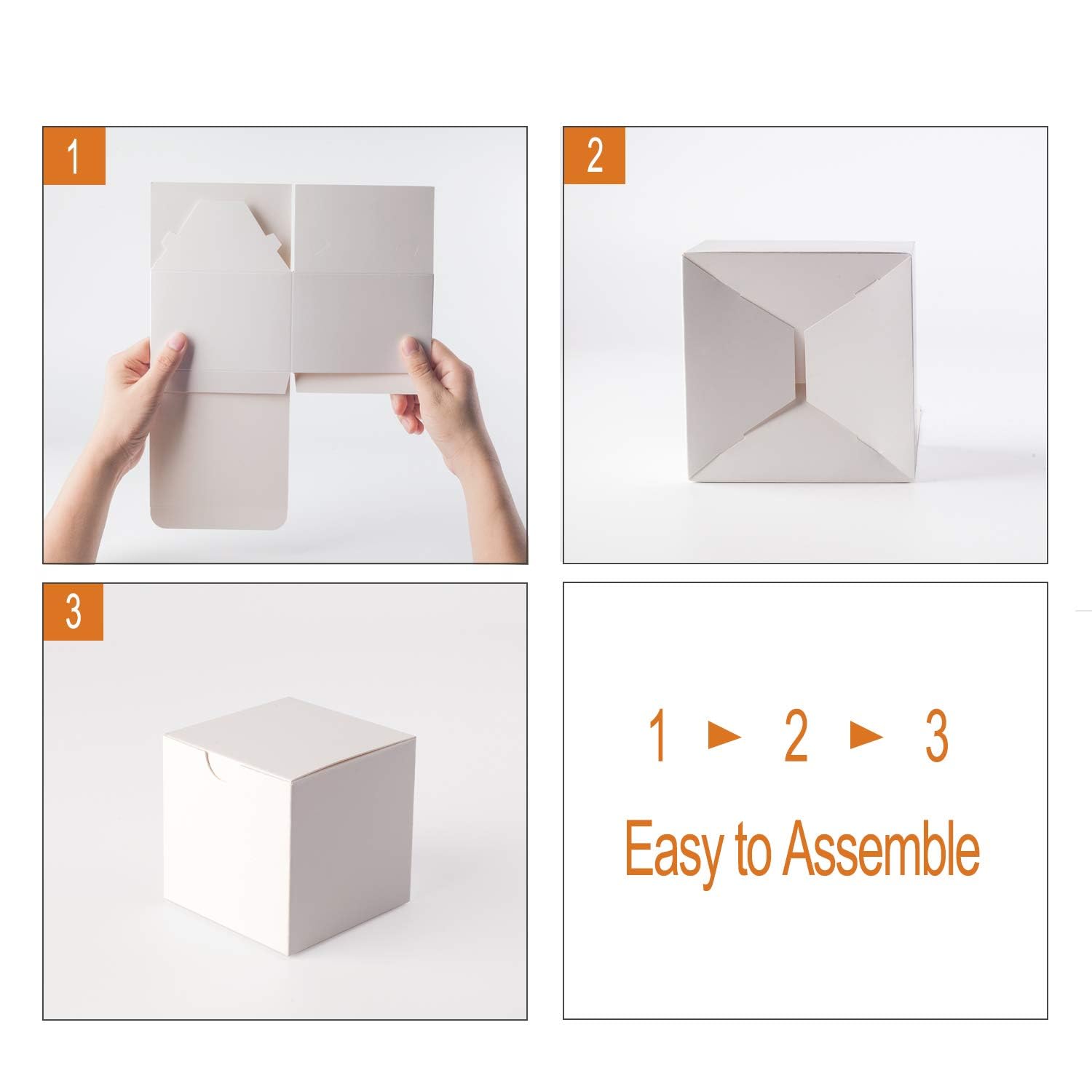 50 Pack GEFTOL 3x3x3 Inch Small White Gift Boxes - Foldable Paper Gift Boxes for Bridesmaid Proposals, Bridal Showers, Birthday Parties & Christmas Gifts | Perfect for Wedding Favors, Party Favors & Holiday Gift Giving