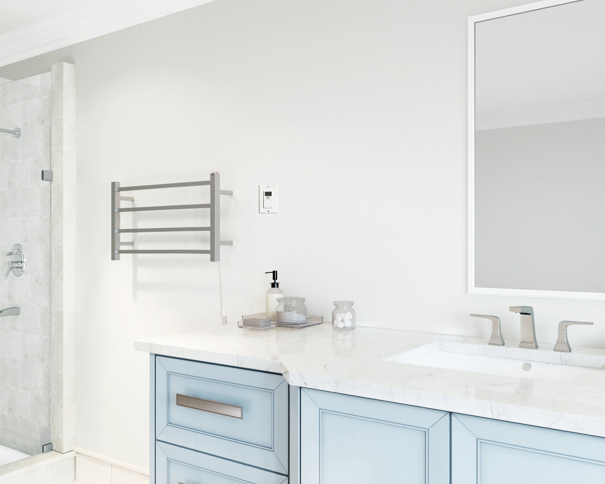 Gala Dual 4 Bar Hardwired & Plug-in Stainless Steel Towel Warmer with Timer - Perfect for Bathrooms, Spas & Luxury Home Use