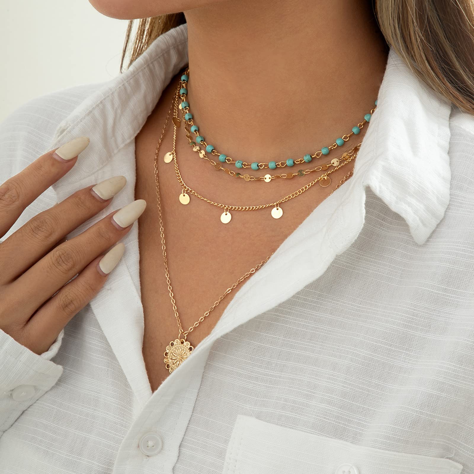 YANCHEN Women's Layered Necklace Set - Dainty Stackable Chain Necklaces with Charms, Trendy Jewelry Gift for Christmas, Birthday & Stocking Stuffers | Perfect for Layering, Daily Wear & Special Occasions