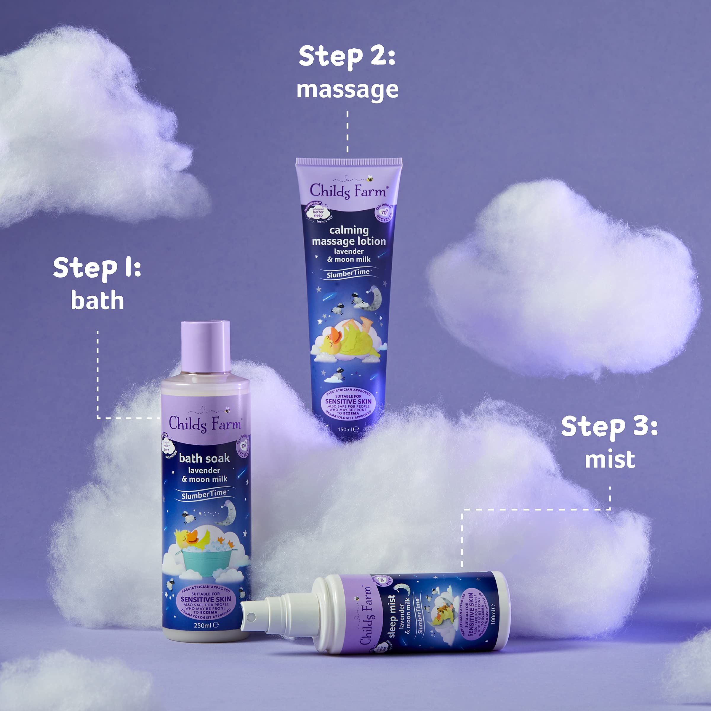 Childs Farm Slumber Time Sleep Calming Massage Lotion - Lavender & Moon Milk for Babies with Dry, Sensitive & Eczema-Prone Skin - 150ml | Perfect for Bedtime Routine & Relaxing Baby Massage