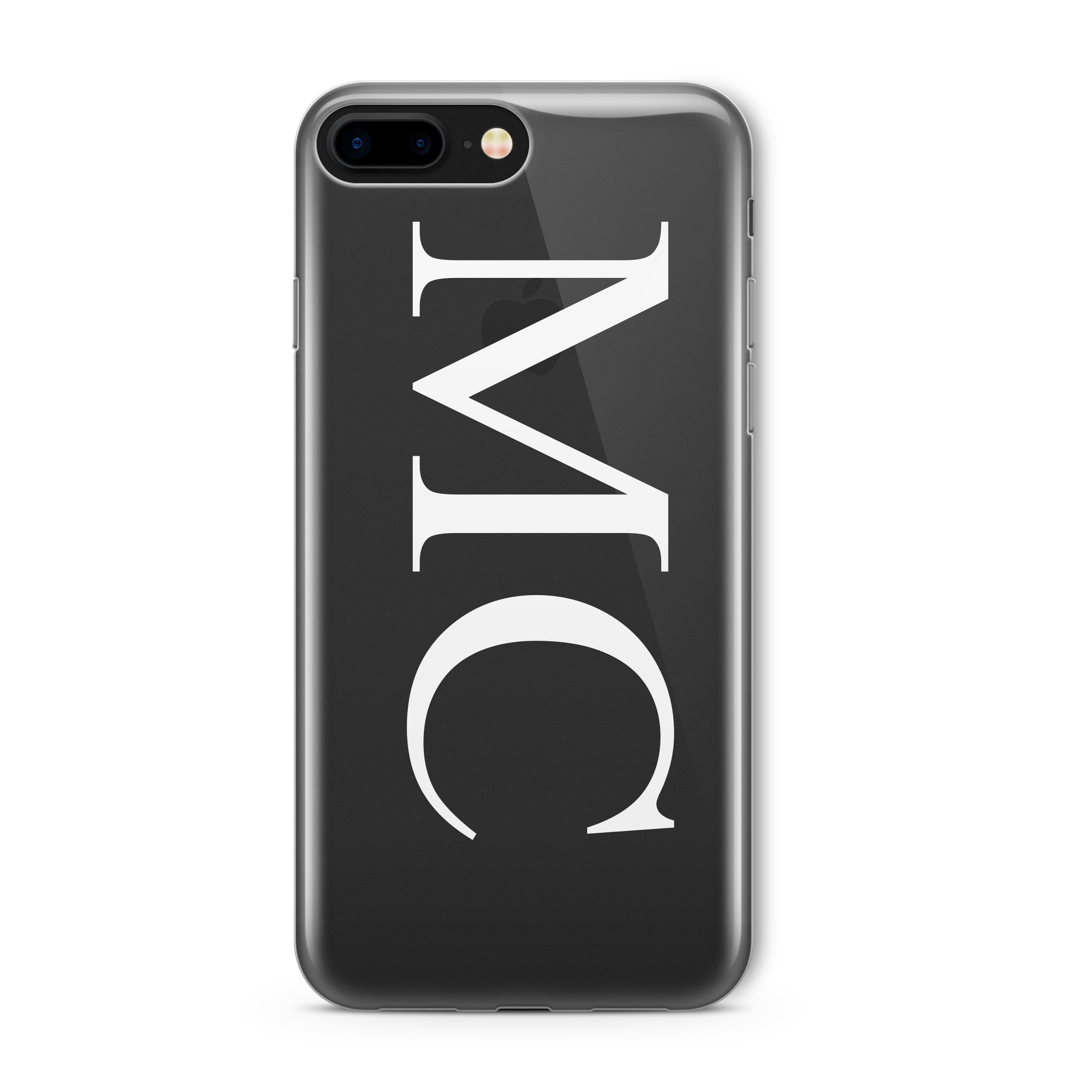 Custom Clear & Opaque Initial Phone Case for iPhone 7 - Personalized Name/Word Design with Large Sideways Letters - Perfect for Gifts, Everyday Protection & Style