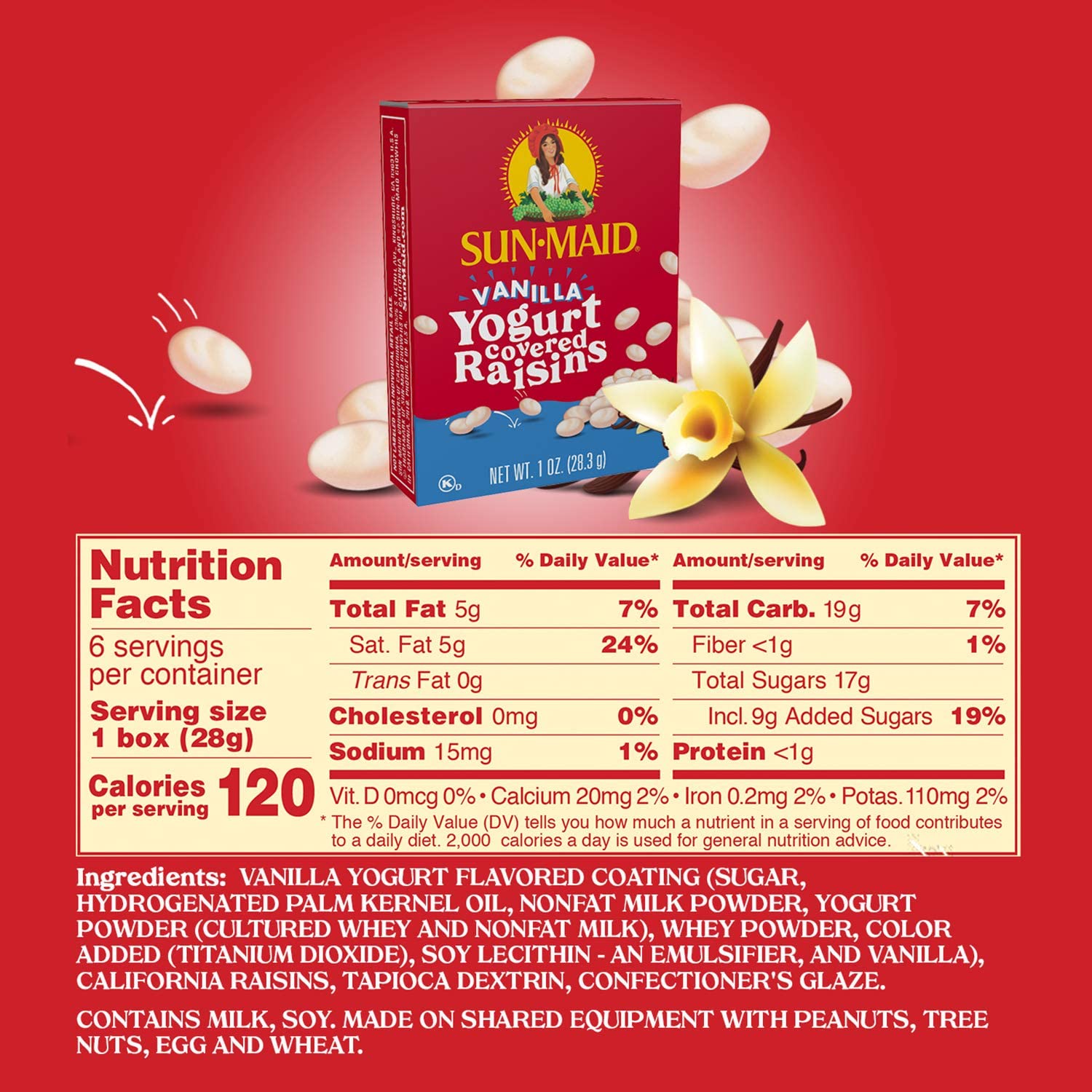 Sun-Maid California Sun-Dried Raisins & Vanilla Yogurt Coated Raisins (6 Pack) - Healthy Dried Fruit Snacks for Kids & Adults | Perfect for Lunch Boxes, Office Snacks & On-the-Go Energy Boost
