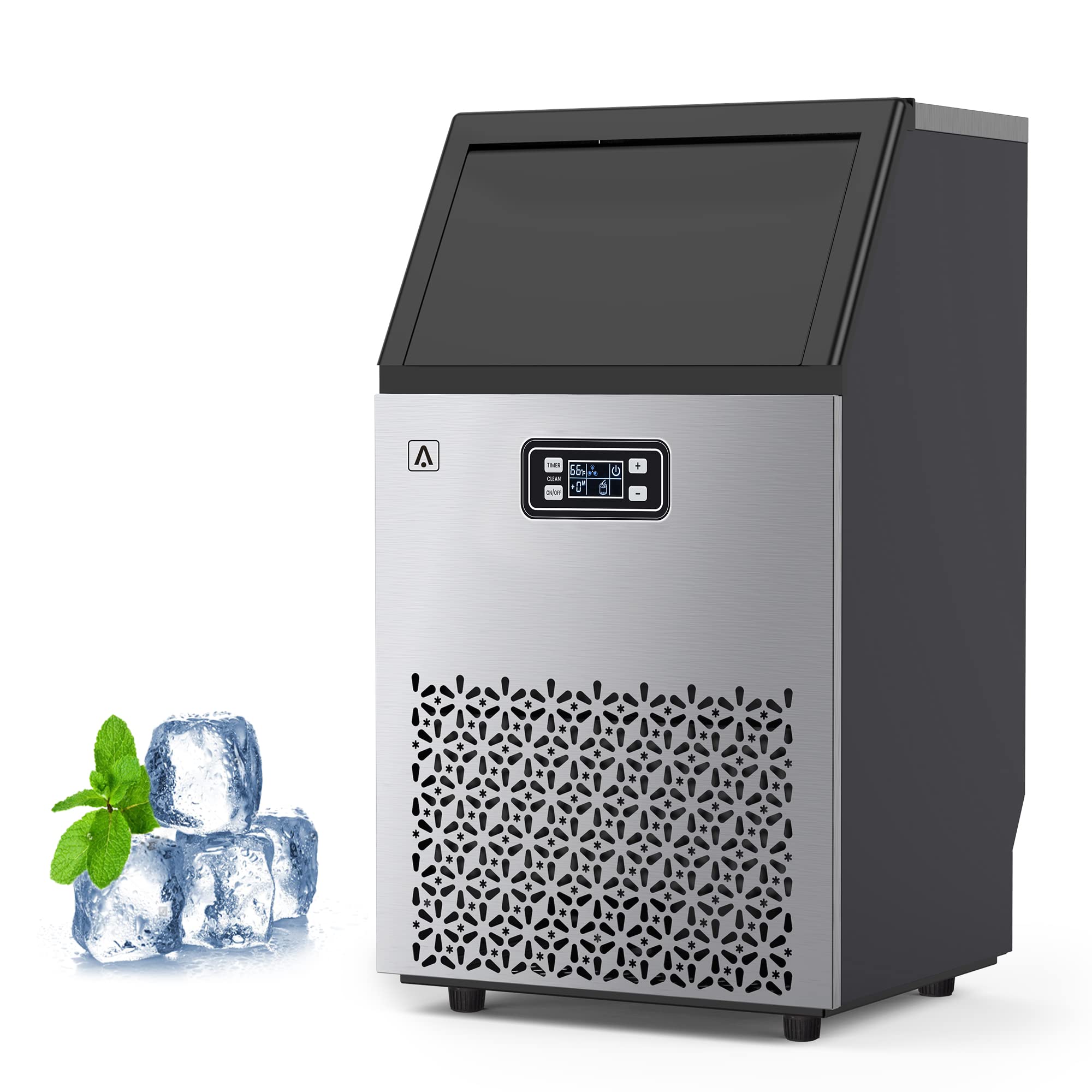 Commercial Ice Maker Machine 150lbs/24H, Stainless Steel Undercounter Ice Machine with 33lbs Storage, Freestanding Ice Maker for Restaurants, Bars, Cafes & Home Use - Perfect for Beverage Service, Parties & Daily Cooling Needs