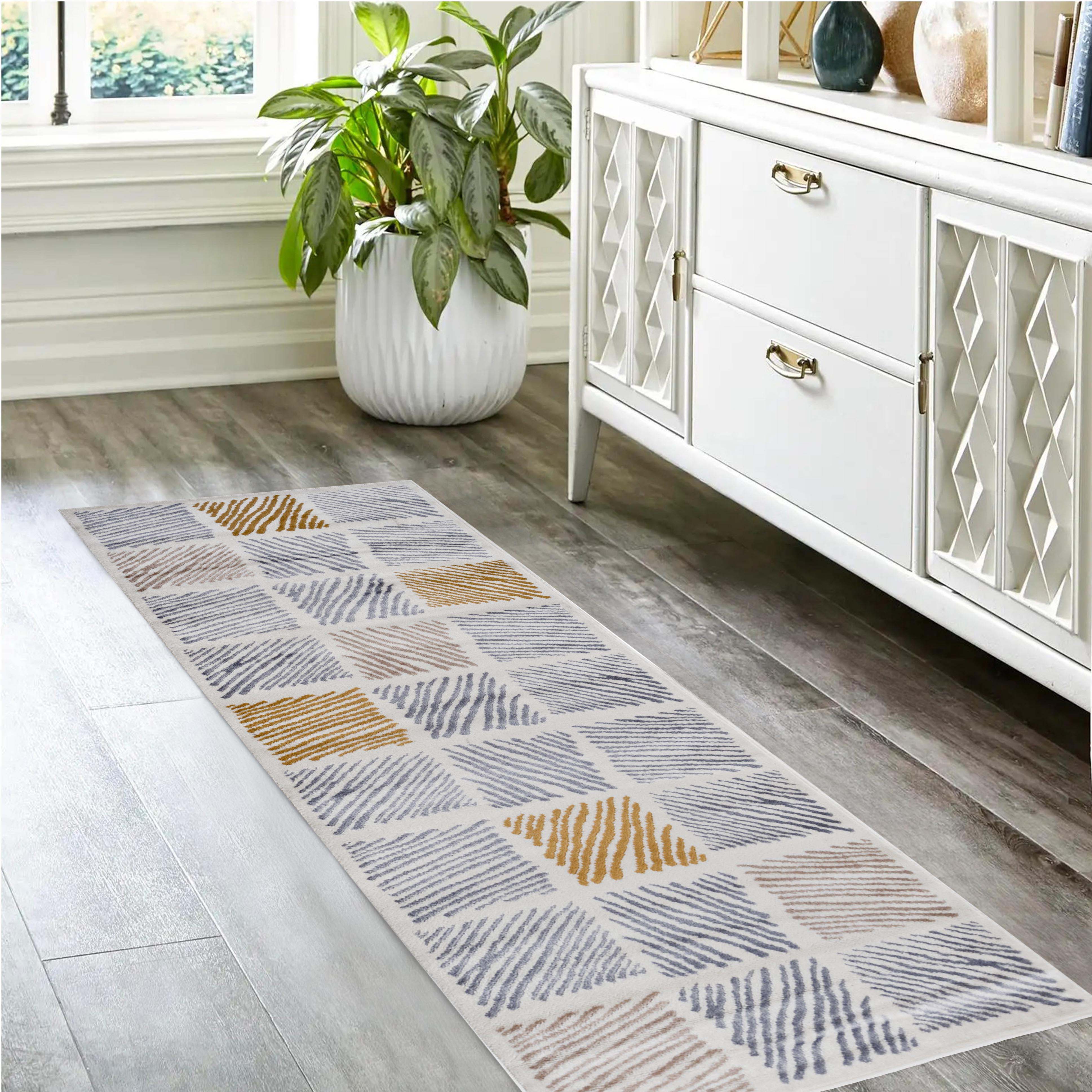 Lysandra Modern Geometric Indoor Area Rug & Runner Rug - Non-Slip, Soft & Durable - Perfect for Living Room, Bedroom, Hallway & Office Decor