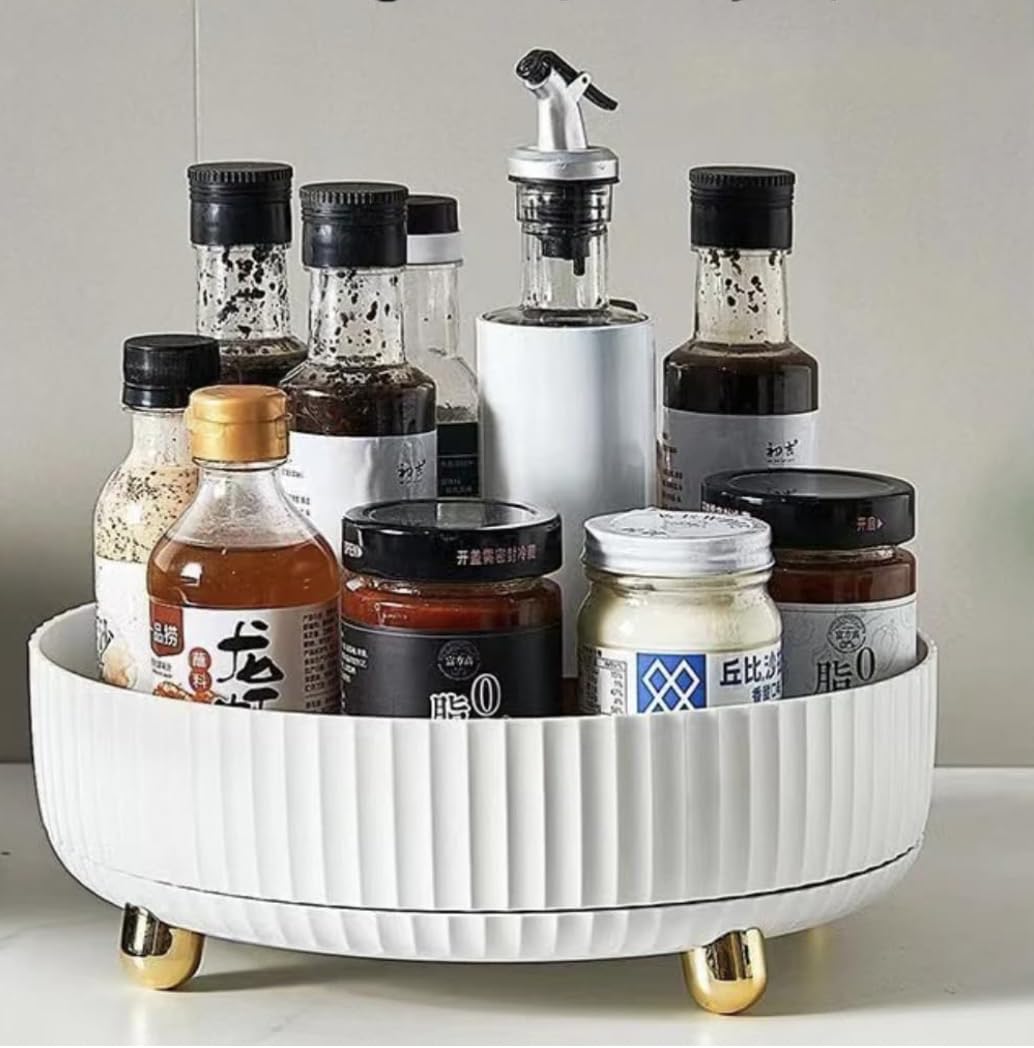 CasaLuxe 10 Inch White Lazy Susan Turntable - 360° Rotating Tray for Kitchen, Dining Table, Makeup Organizer, Bathroom & Cabinet Storage | Multipurpose Spinning Organizer for Home & Office Use