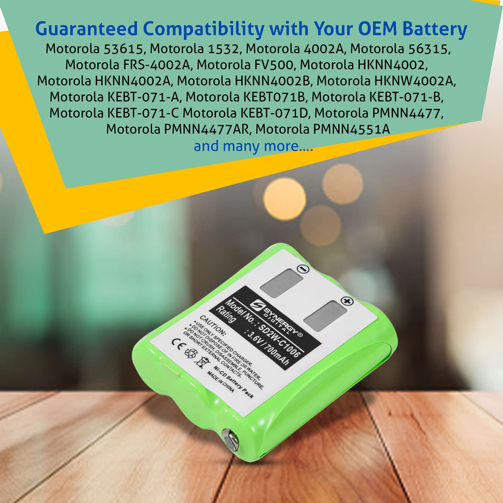 Synergy Digital 2-Way Radio Batteries - 5 Pack Ni-CD 3.6V 700mAh Replacement for Motorola T5620 & 53615 - Perfect for Outdoor Adventures, Construction Sites, and Emergency Communication