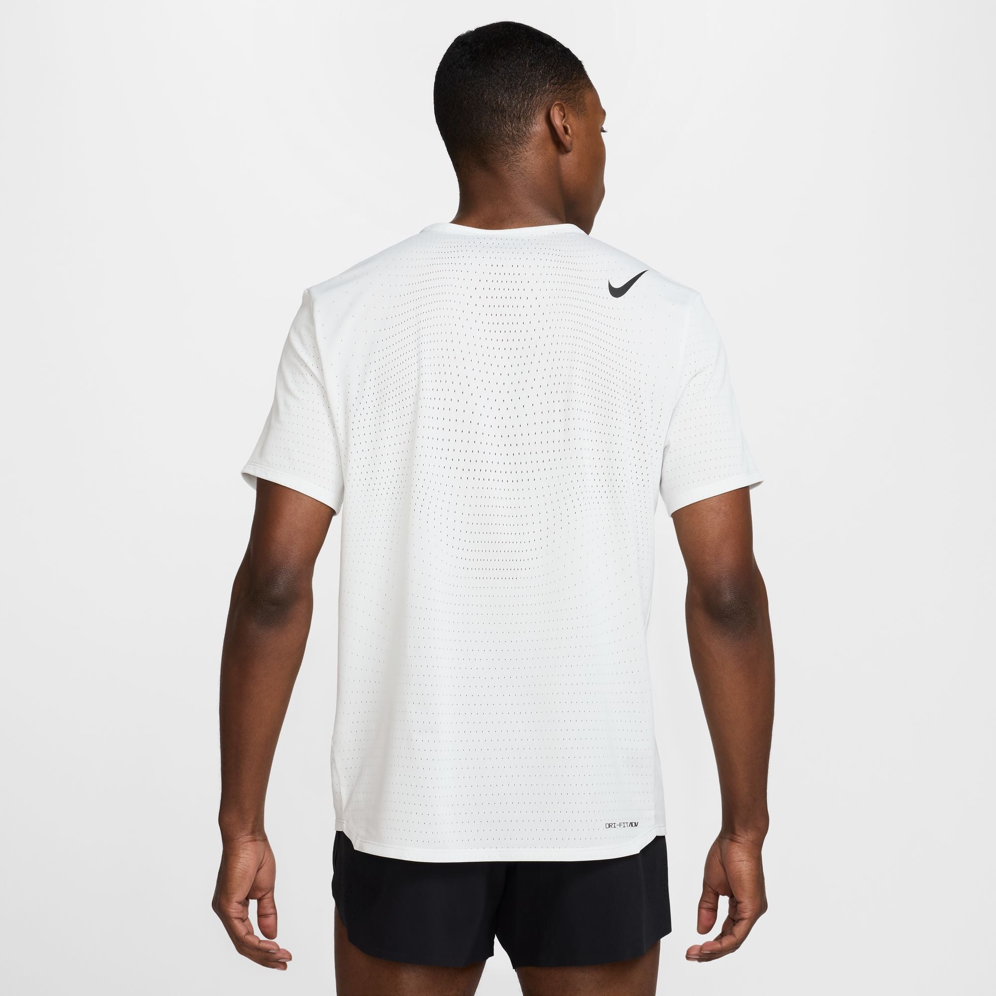 Men's AeroSwift Dri-FIT ADV Short Sleeve Running Shirt - Moisture Wicking, Breathable Athletic Top (Summit White/Black) for Running, Gym Workouts & Outdoor Sports