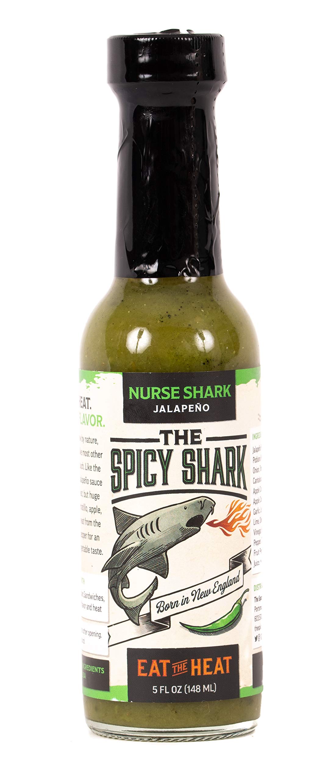 The Spicy Shark Nurse Shark Jalapeno Hot Sauce 5 fl oz - Hot & Spicy Pepper Sauce Featured on Hot Ones - Perfect for Wings, Tacos, Burgers & Spicy Food Lovers