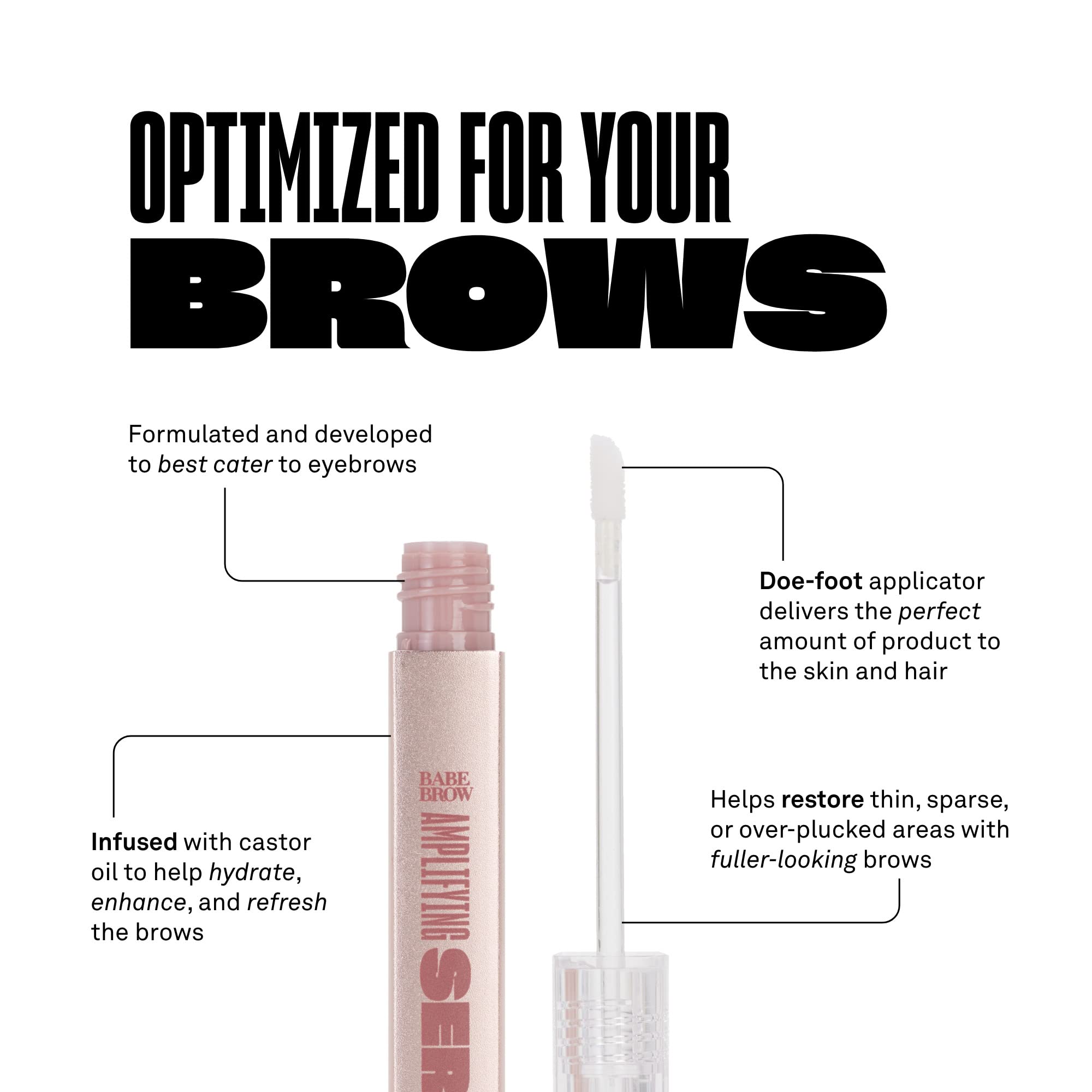 Babe Original Eyebrow Growth Serum for Thicker Brows - Castor Oil & Biotin Enriched Formula with Repairing Amino Acids | Natural Brow Enhancer for Fuller Eyebrows | Perfect for Daily Eyebrow Care & Styling