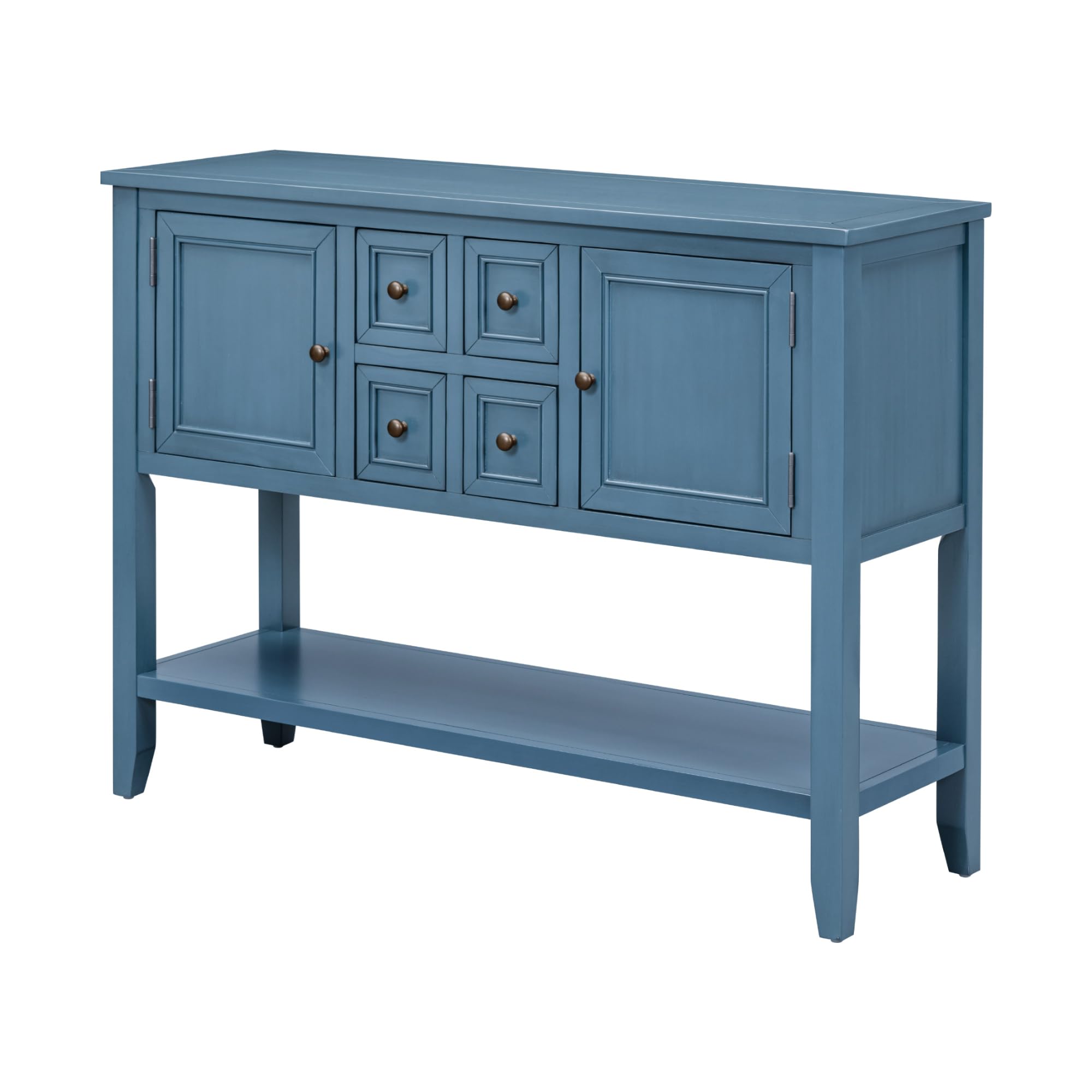 LZ LEISURE ZONE Retro Style Wood Console Table with Storage Cabinet & Drawers - Light Navy Buffet Sideboard with Bottom Shelf for Living Room, Kitchen & Entryway - Perfect for Home Decor, Storage Solutions and Entryway Organization
