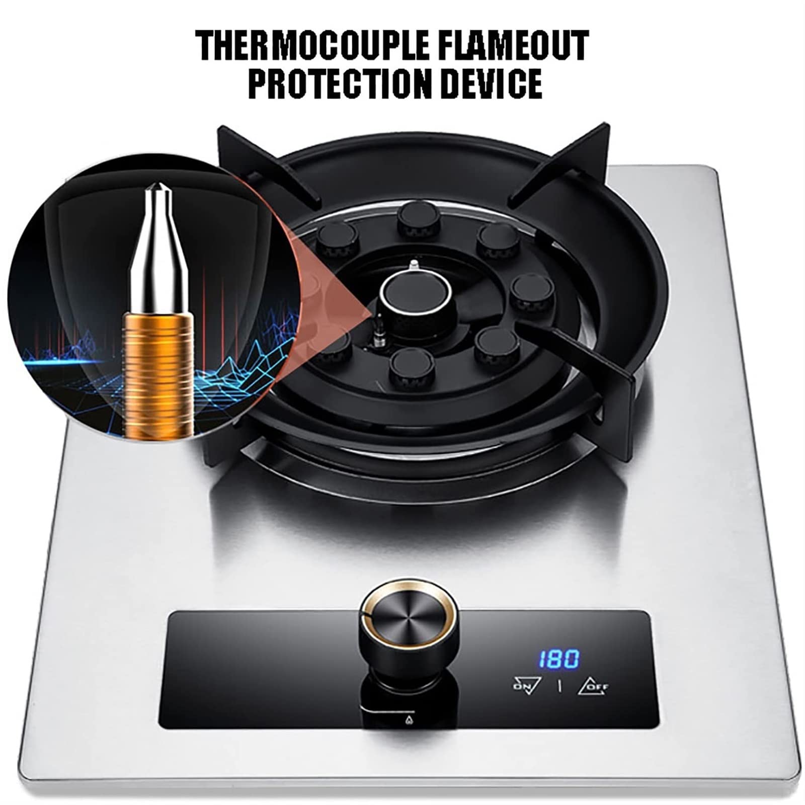 Portable Camping Gas Stove 4.5KW with 9 Burners - High Efficiency, Timer Function & Flameout Protection | Perfect for Outdoor Cooking, Backpacking, Picnics & Family BBQ (Natural Gas)