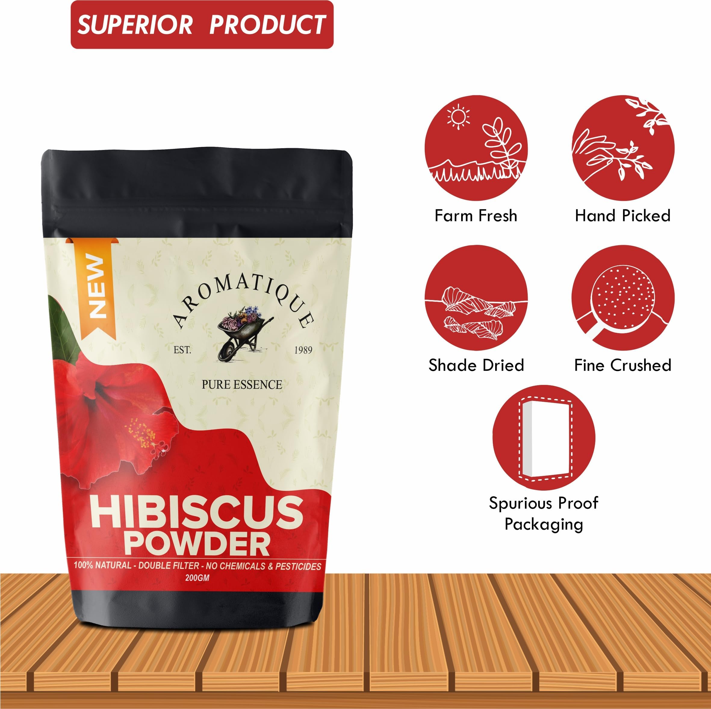 Natural Hibiscus Powder for Hair Care - Reduces Hair Loss & Split Ends, 200g | Organic Hair Conditioner & Treatment for Stronger, Healthier Hair | Perfect for DIY Hair Masks & Natural Hair Growth