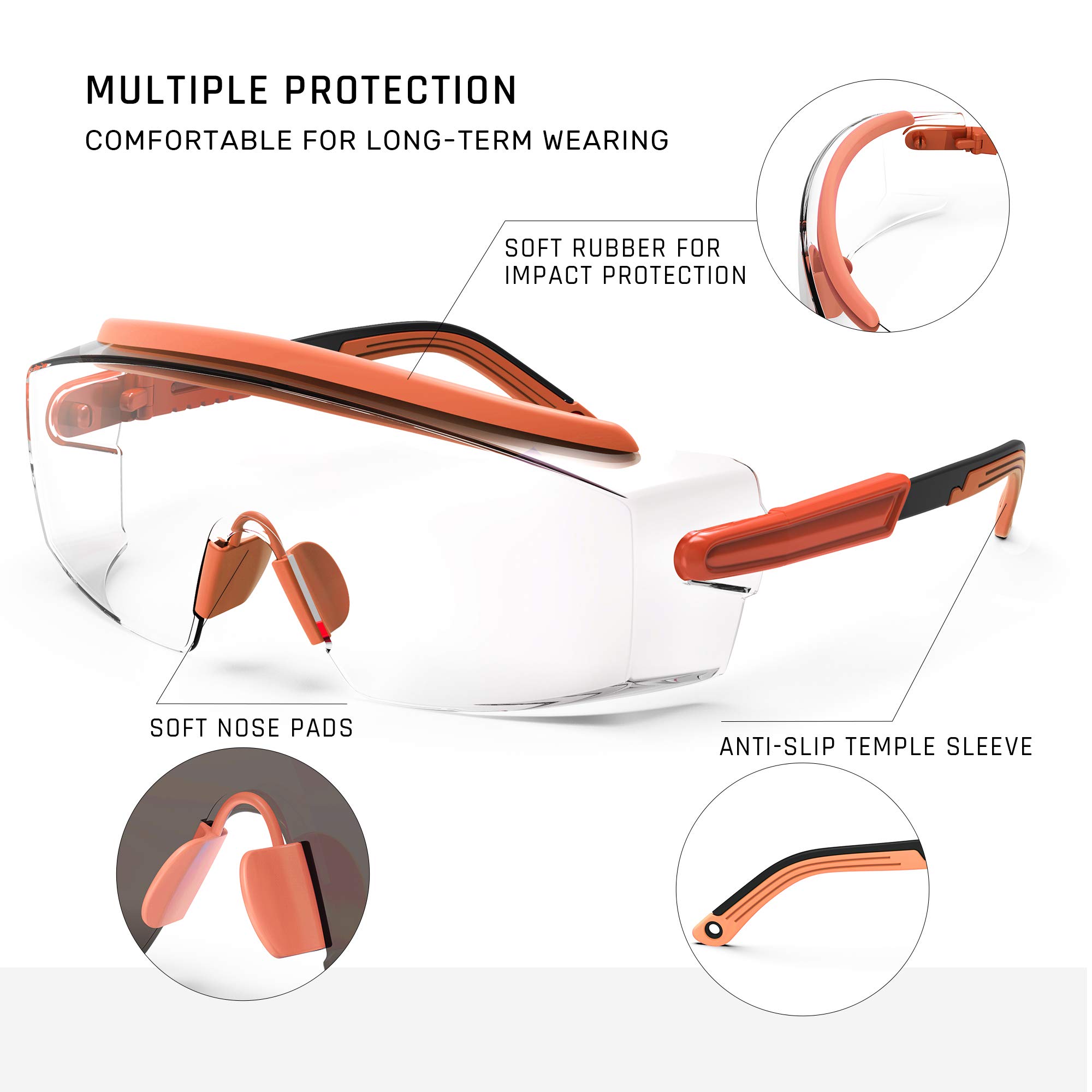 Anti Fog Safety Glasses - ANSI Z87.1 Certified Protective Goggles with Scratch-Resistant Lenses, Adjustable Fit for Work, DIY & Outdoor Activities
