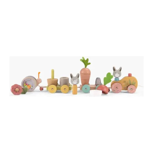 Three Little Rabbits Pull Along Train Toy - Wooden Toddler Pull Toy for Kids Ages 1-3 | Perfect for Early Learning, Motor Skills Development & Imaginative Play