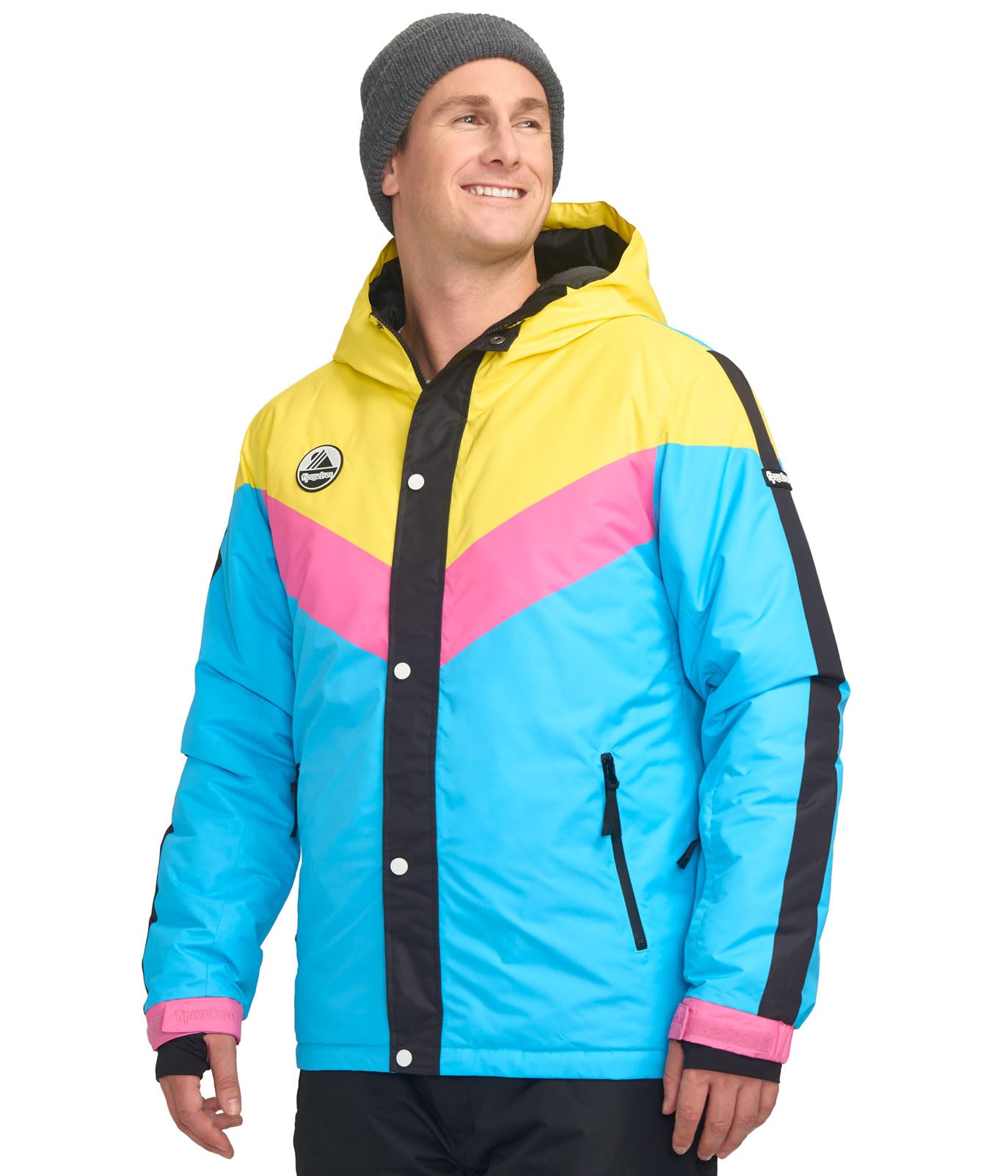 Fun & Colorful Men's Ski Jackets - Waterproof Hooded Snow Jacket for Adults | Après Ski Outerwear for Winter Sports & Cold Weather