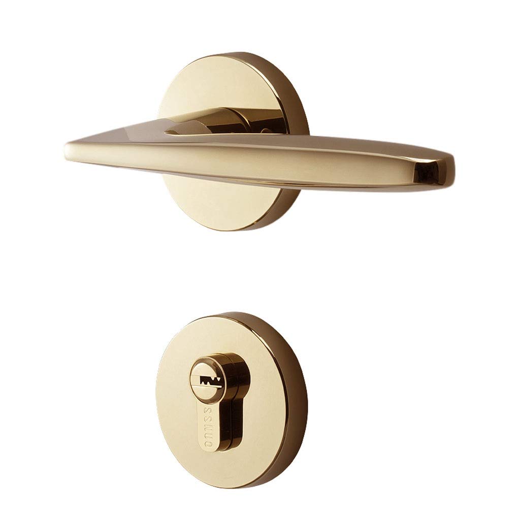 Gold Door Handle with Lock and Key - Modern Privacy Door Lever Set for Bedroom & Bathroom - Secure Entry Hardware for Home Interior Doors (Ideal for Kids' Rooms, Guest Bathrooms & Privacy Spaces)