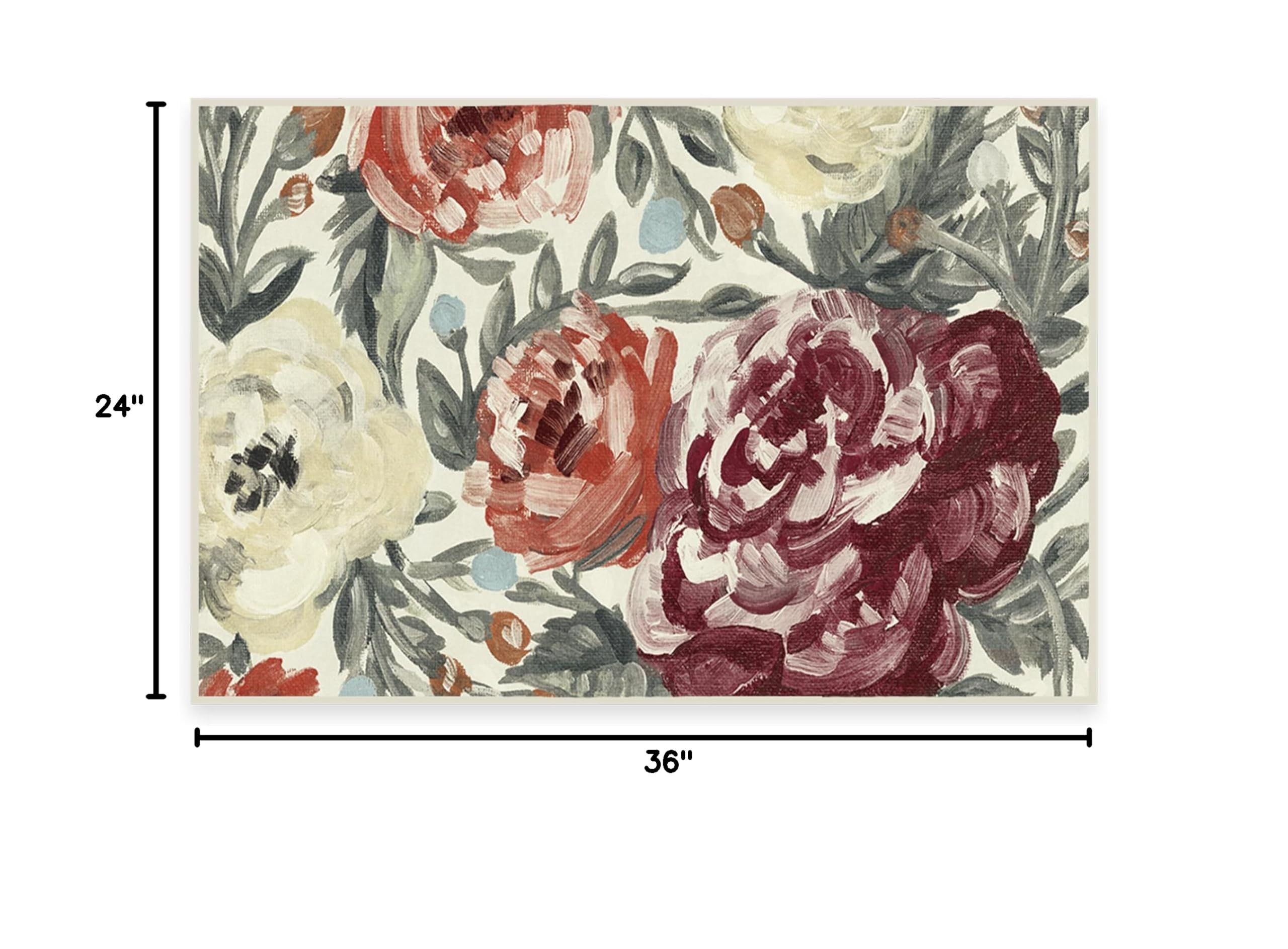 Ruggable Washable 2x3 Area Rug | Camellia Currant Pattern | Non-Slip Gripper Pad Included | Premium Machine Washable Rug for Living Room, Bedroom, Kitchen, Office & Classroom | Perfect for High-Traffic Areas & Pet-Friendly Homes