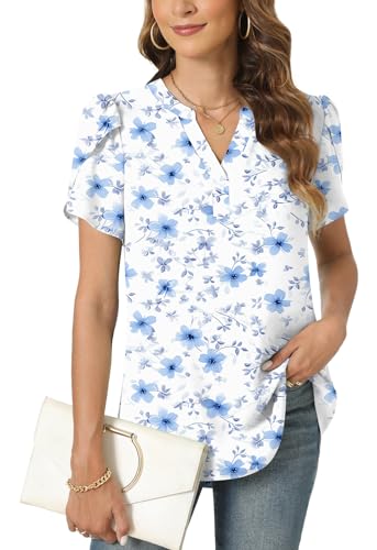 S-v Neck Blue Cherry Fl