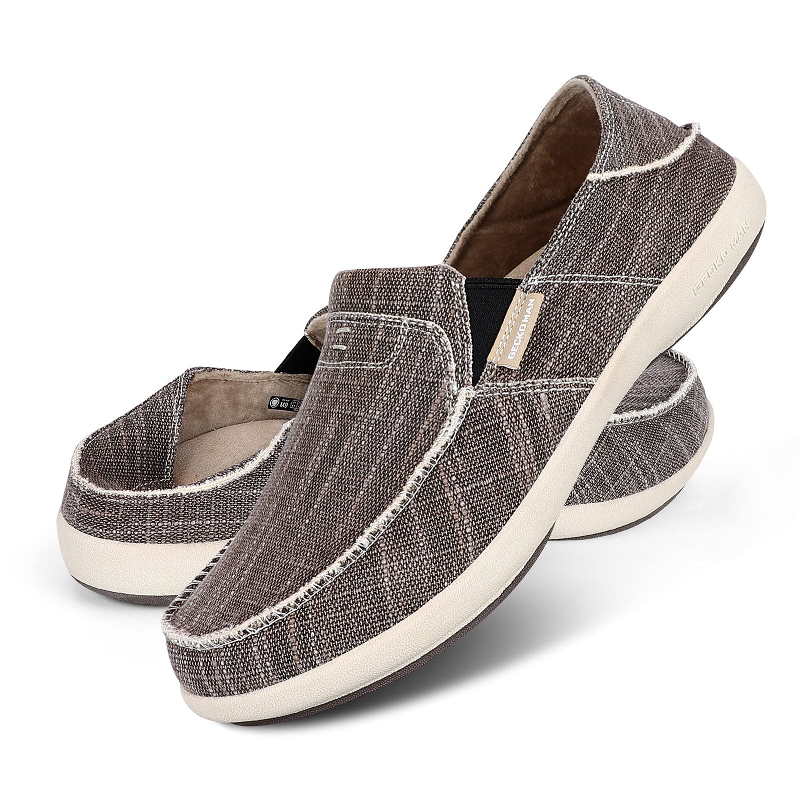 Men's Slip On Canvas Loafers with Arch Support - Orthopedic Non-Slip Rubber Sole Shoes for Plantar Fasciitis Relief | Comfortable Casual Shoes for Work, Travel & Daily Wear