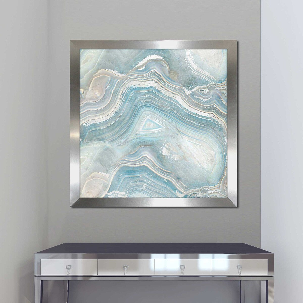 Blue Agate Square Print on Acrylic - Modern Wall Art Decor for Living Room, Bedroom & Office | Nan Print Collection