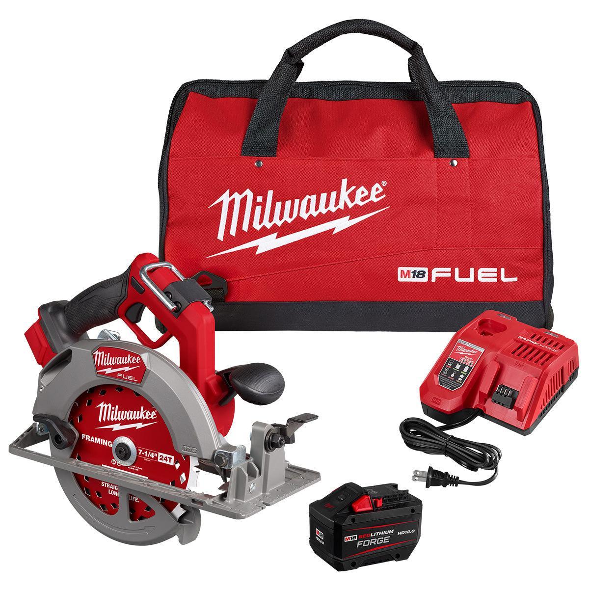 Milwaukee 2834-21HD M18 FUEL™ 7-1/4 Inch Circular Saw Kit with Battery & Charger - Powerful Cordless Saw for Woodworking, Framing, and DIY Projects